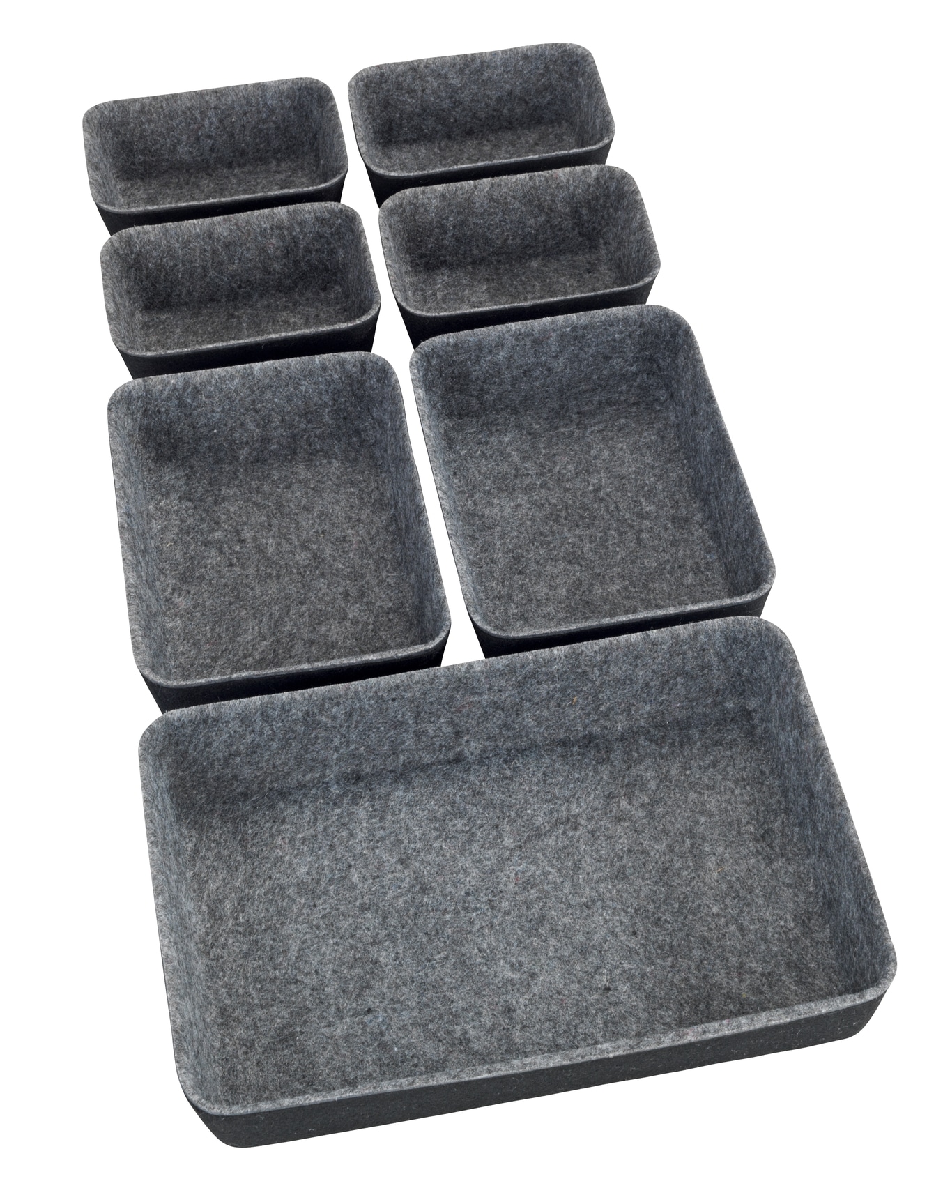 WENKO Organizer, (Set, 7 St.), Aufbewahrungsboxen für Schubladen, 3 Größen, recycelter Polyesterfilz