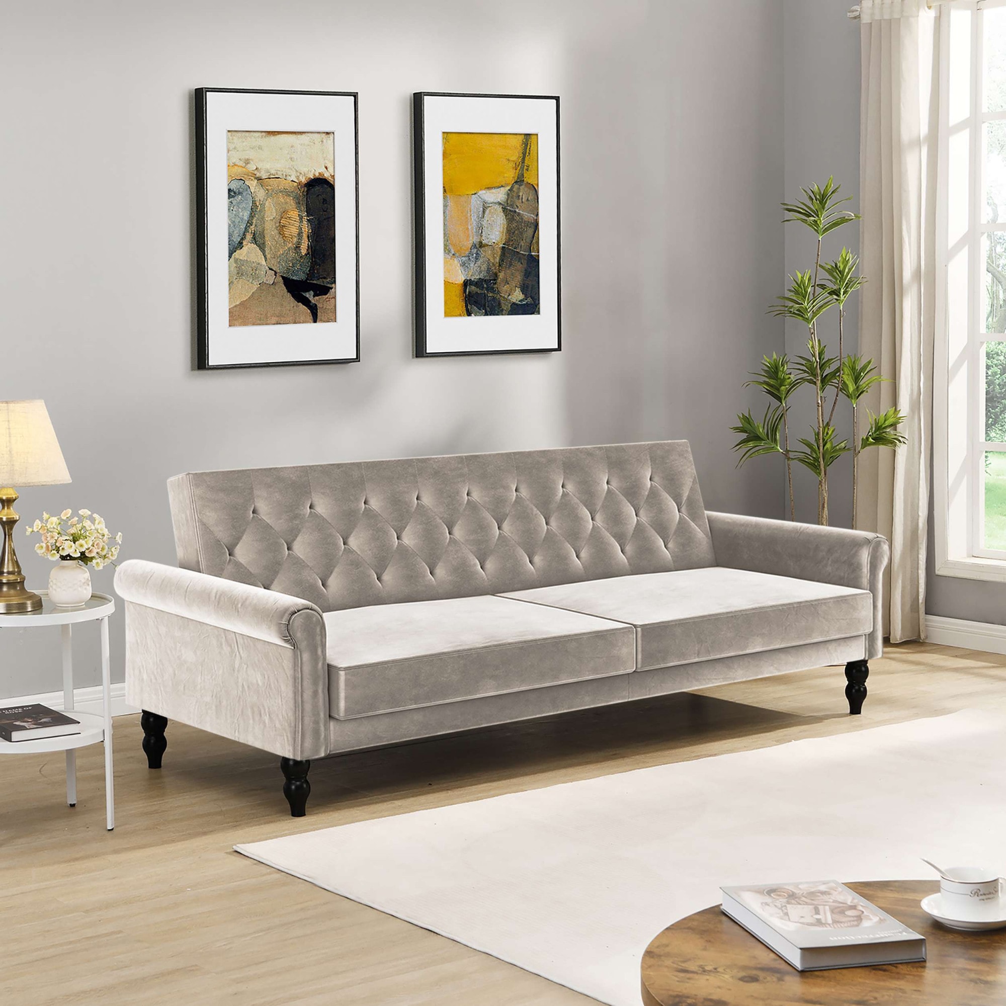 Dorel Home 3-Sitzer »Tyne«, Schlafsofa 222 cm, Bettfunktion (110/190cm), pflegeleichter Velours