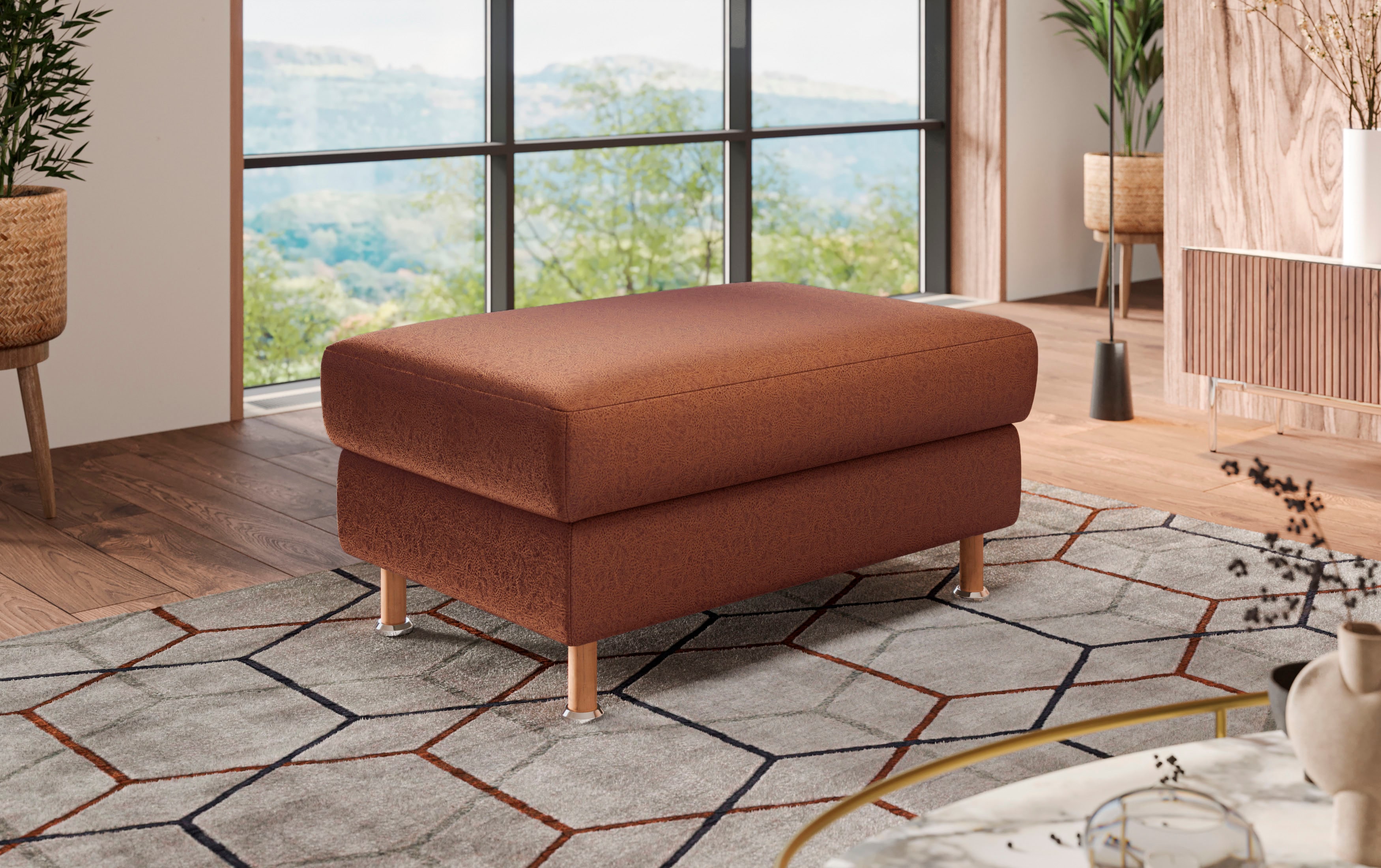 OTTO home Polsterhocker "Calypso" Holzfuesse mit Metallteller