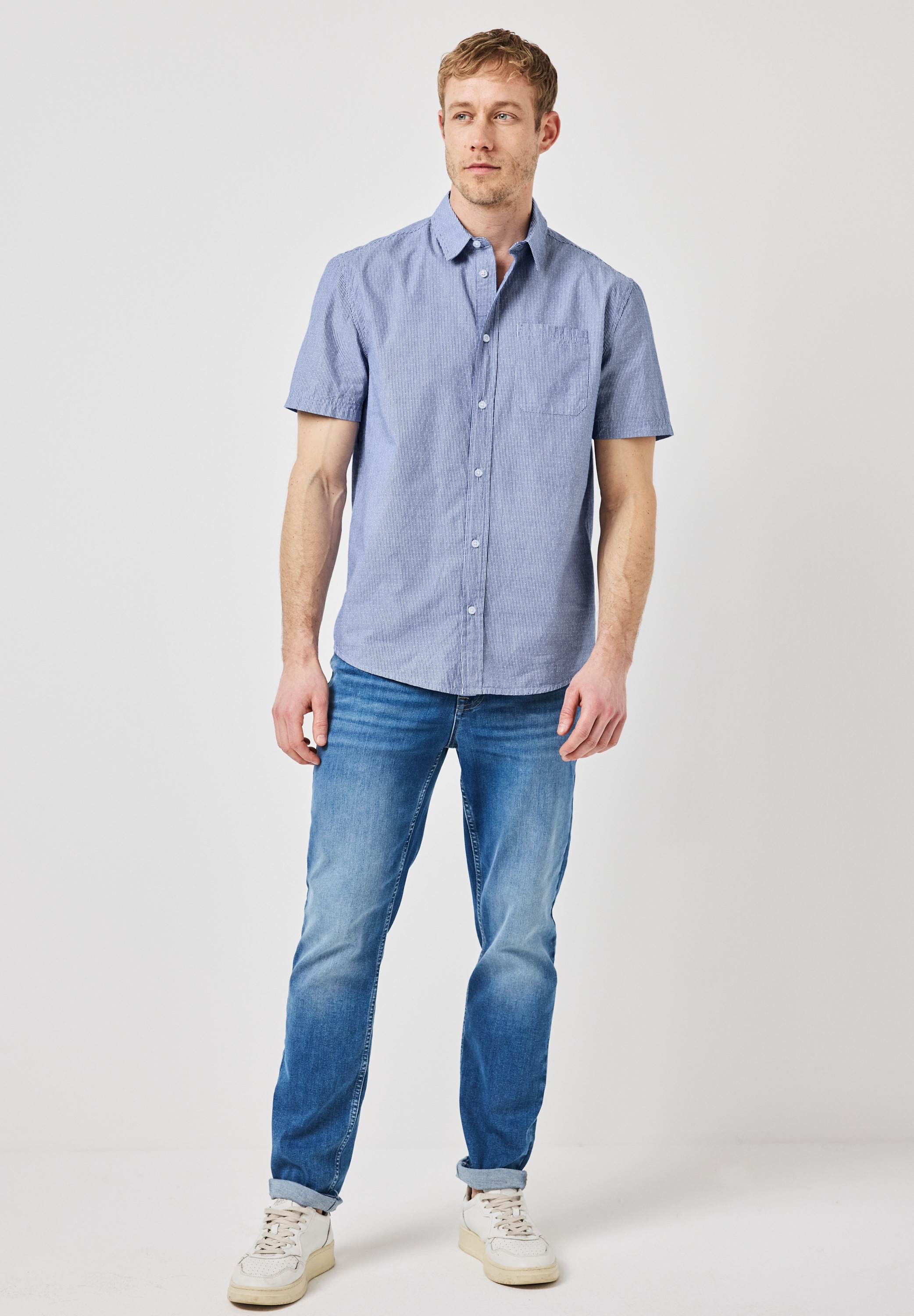 STREET ONE MEN Kurzarmhemd, aus reiner Baumwolle