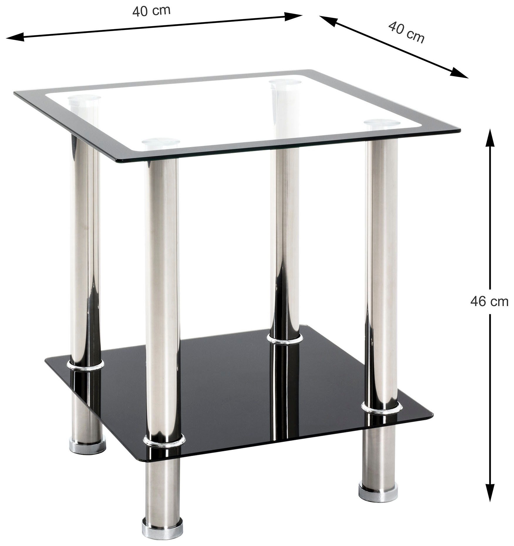 HAKU Beistelltisch »Sofatisch, Wohnzimmertisch« 1 Stk. tlg. quadratisch - aus Edelstahl Silber B/T/H 40/40/46 cm