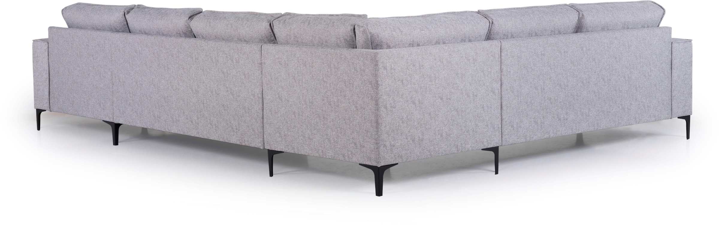 Places of Style Wohnlandschaft »XXL Sofa Oland, Struktur, Flachgewebe, Luxus-Microfaser, Boucle«, U-Form, 342 cm, Wellenunterfederung, Skandi-Design, Metallfüße