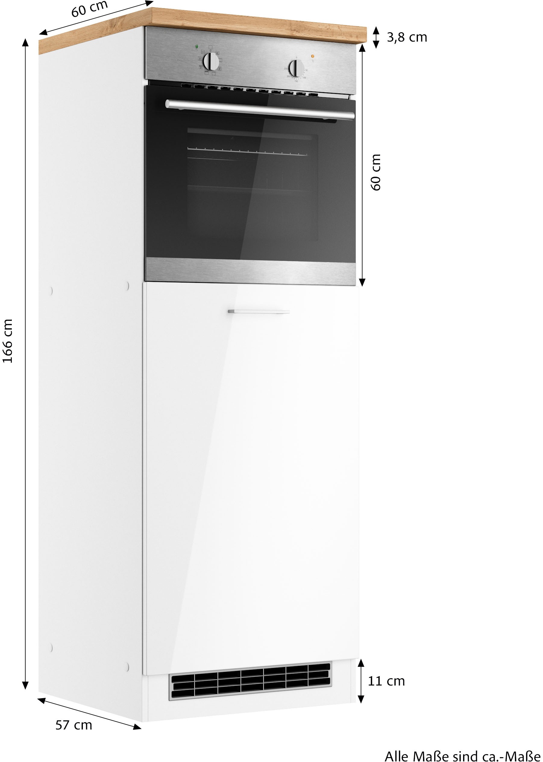 KOCHSTATION Backofenumbauschrank »KS-Milan«, HELD Möbel, Ofenumbauschrank 60 cm, matte oder hochglänzende Fronten