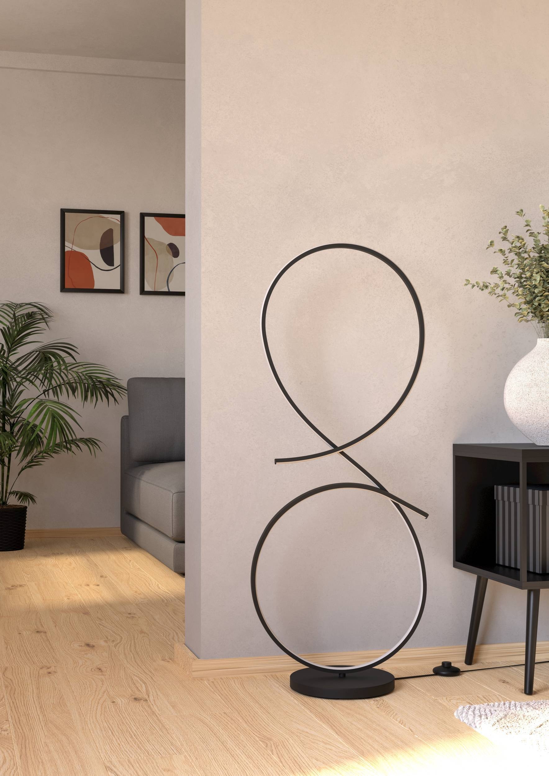 EGLO Stehlampe »Serpins Stehleuchte, Standleuchte, Wohnzimmerlampe, Metall, Lampe« LED-Modul 1 Stk. Warmweiß Stehleuchte - L42,5 x B25 x H107 cm - schwarz - 20W inkl.