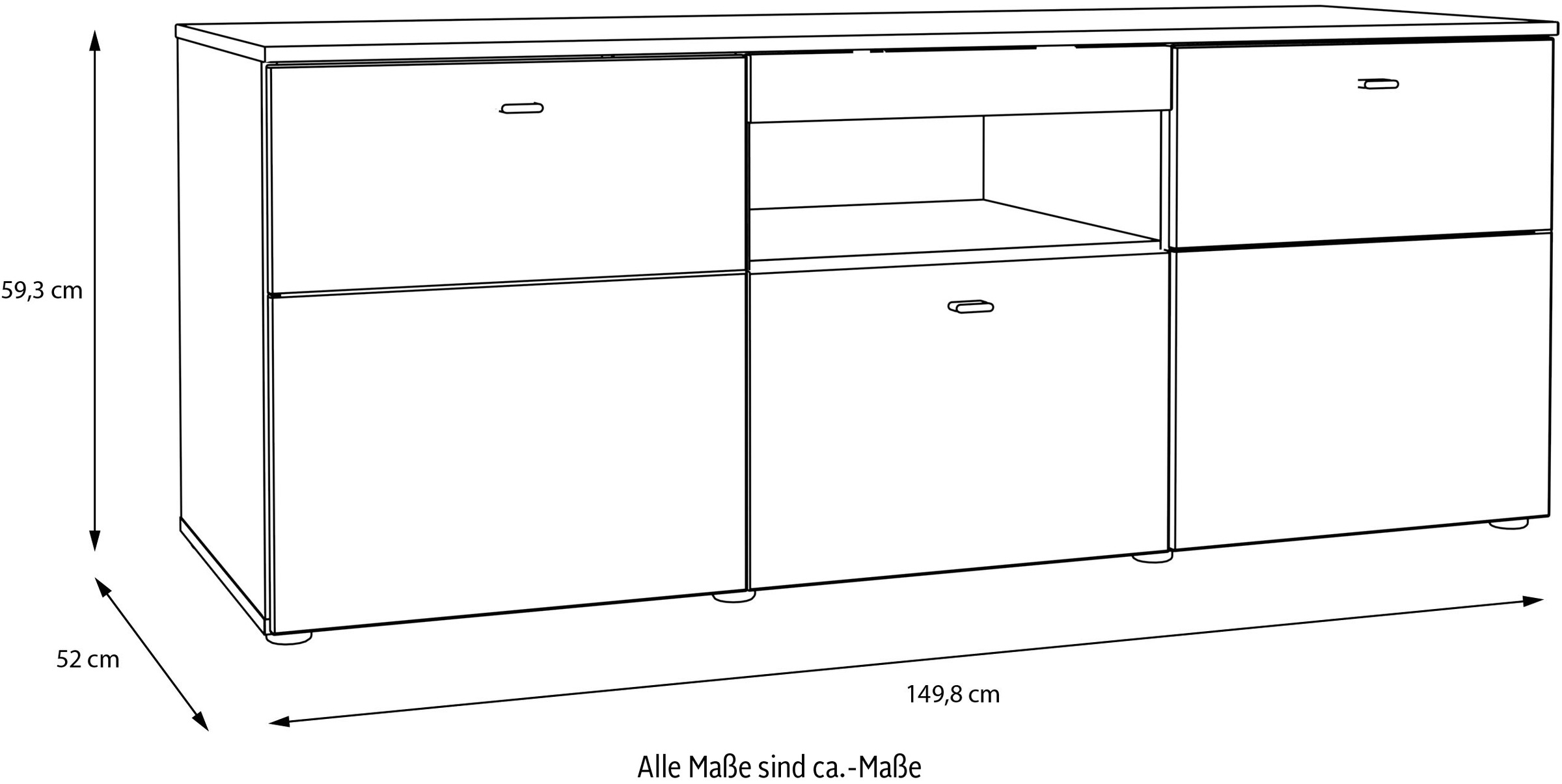 FORTE Lowboard »Como«, TV-Board, LED Beleuchtung, Soft Close, Stauraum, 149,8/59,3/52 cm