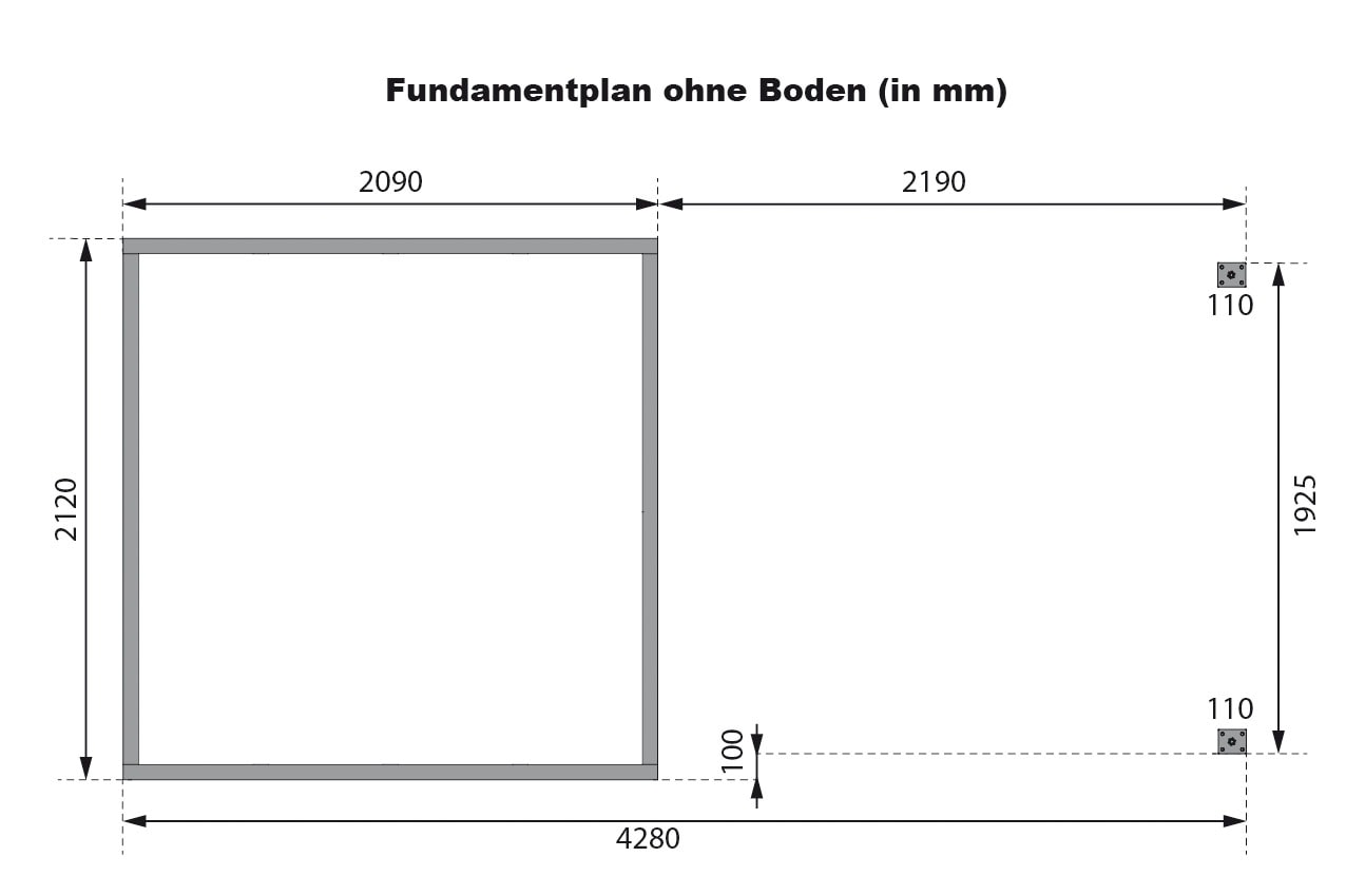 Karibu Gartenhaus »"Jupiter 2 D" SET wassergrau-graualuminium mit Anbaudach 2,35 m breit«, hochwertige Materialien: nordische Fichte, Stahlecken, Trapezblechdach