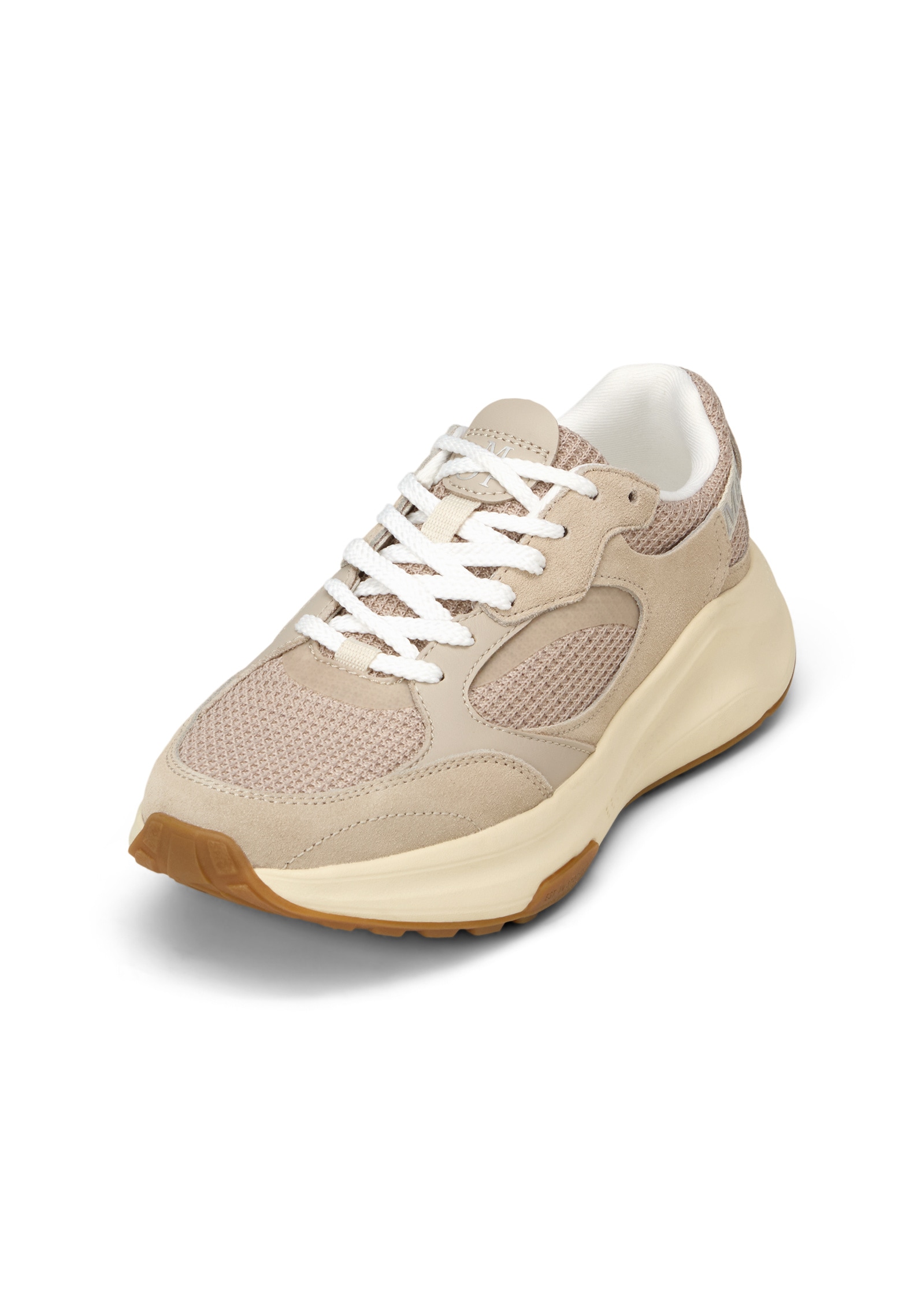 Sneaker MARC O'POLO "aus Rindleder mit Mesh-Einsatz", Damen, Gr. 38, grau silk, Obermaterial: 80% Leder (Rind), 20% Polyester, unifarben, Schuhe Sneaker