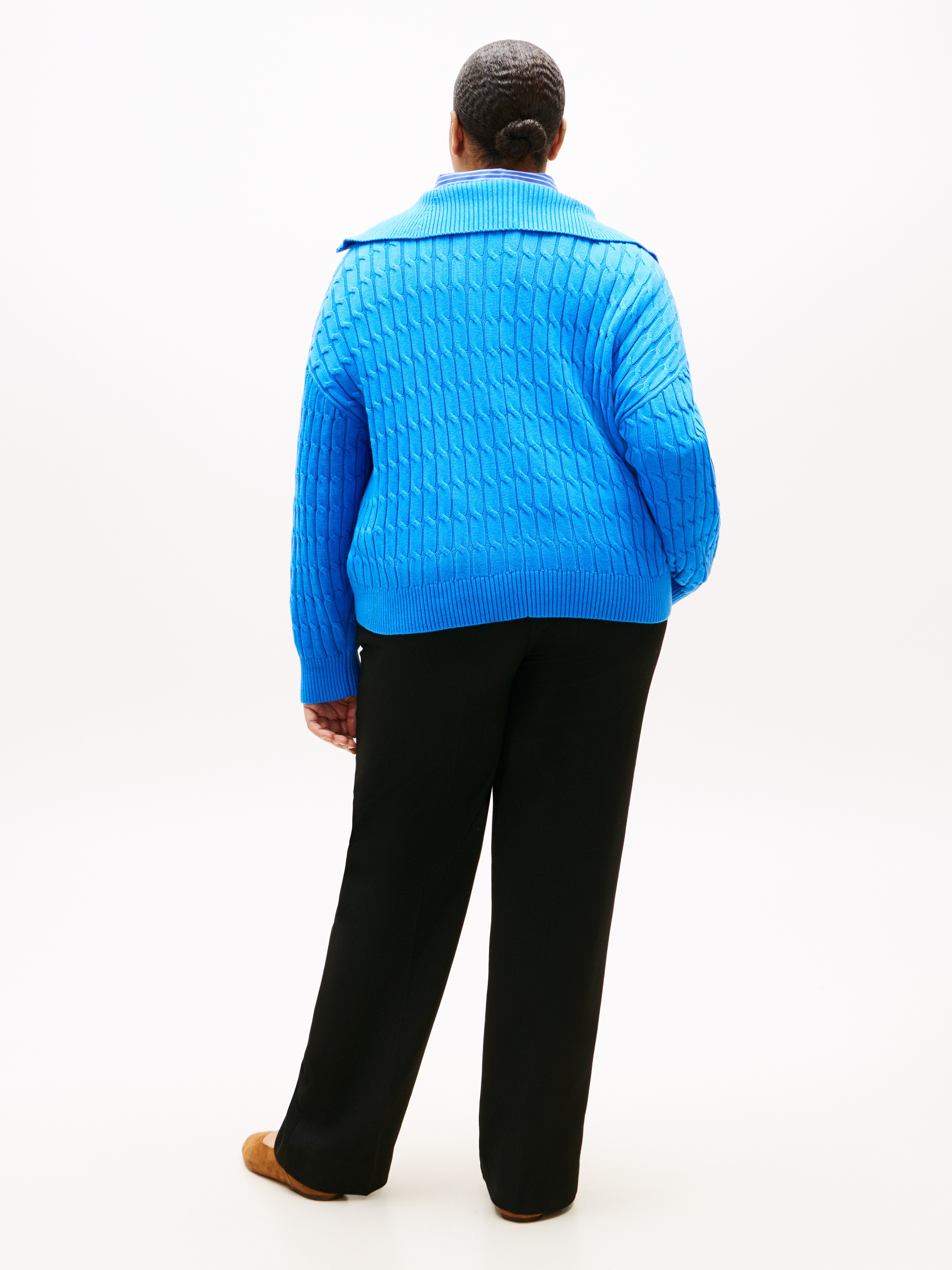 Tommy Hilfiger Curve Troyer »CRV CO CABLE MID GG 1/2 ZIP SWT« in großen Größen, mit Zopfmuster