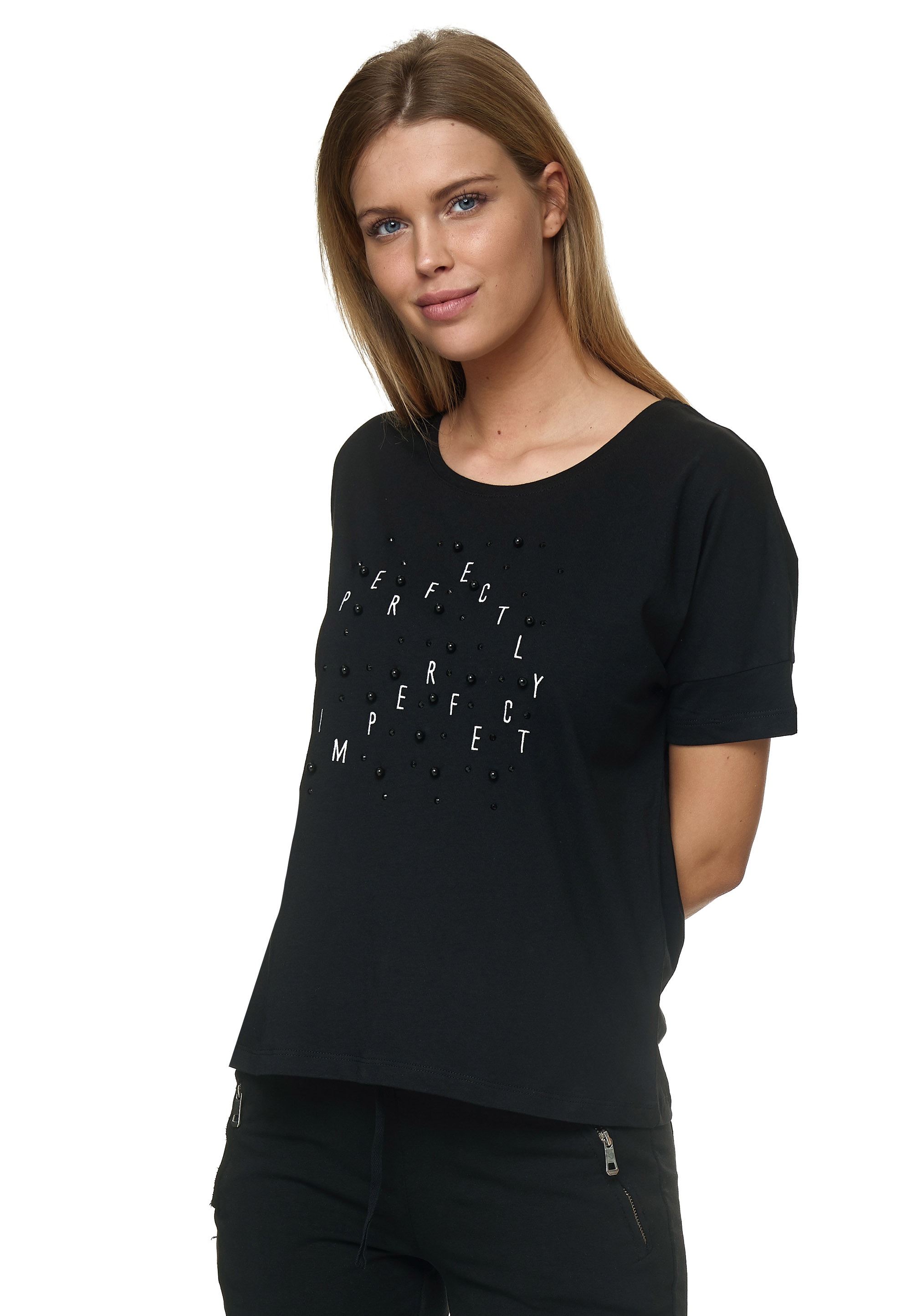Decay T-Shirt, mit Print und Perlen-Besatz
