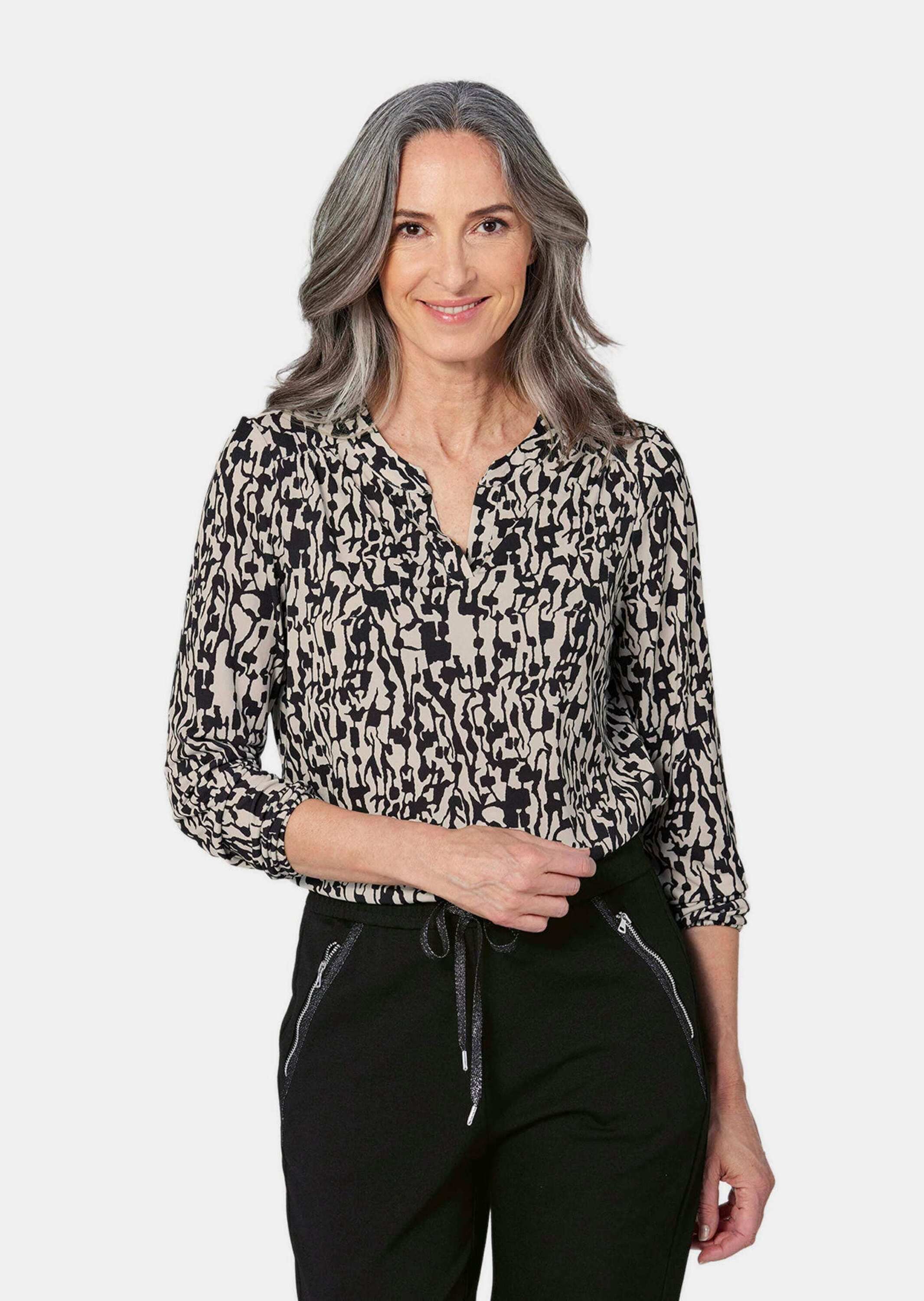 GOLDNER Kurzarmbluse »Jerseybluse Blusenshirt in femininer Form«