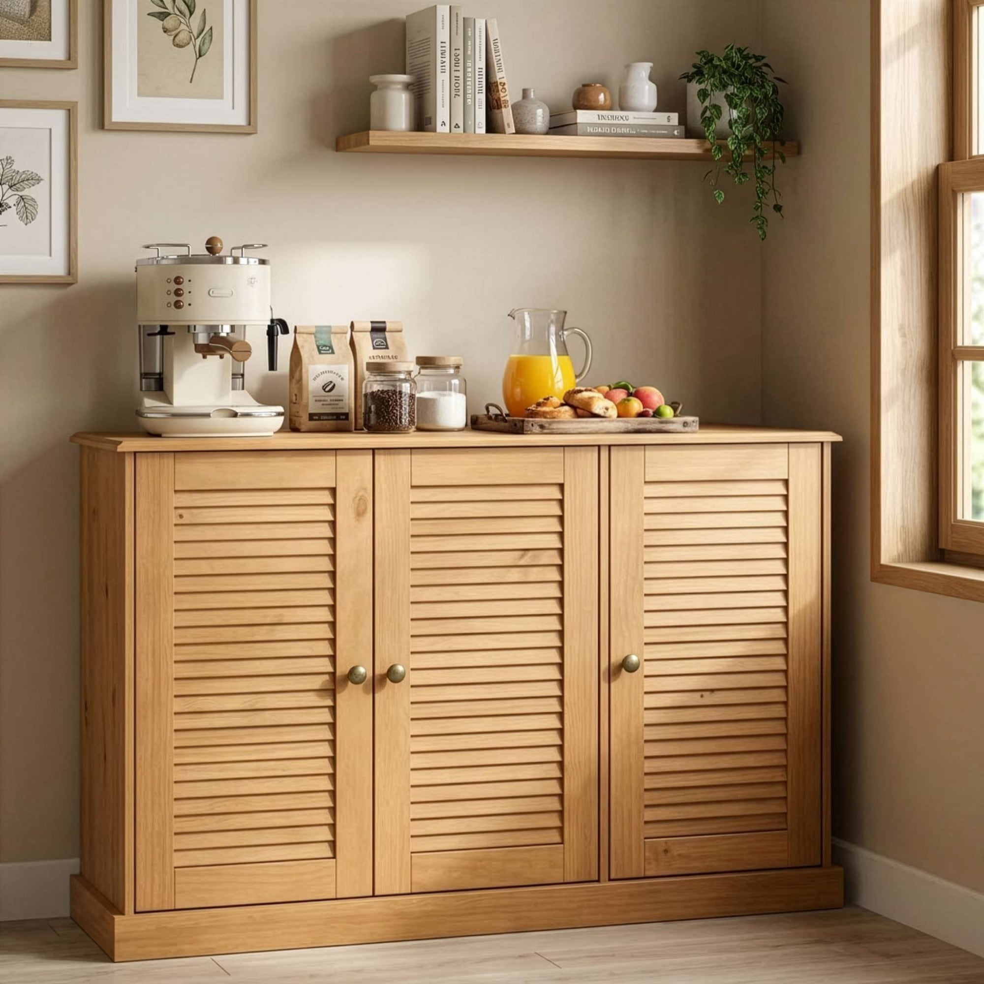 OTTO home Sideboard »Turia, mit Lamellentüren« Kommode aus massivem Kiefernholz, FSC®, Breite 125 cm
