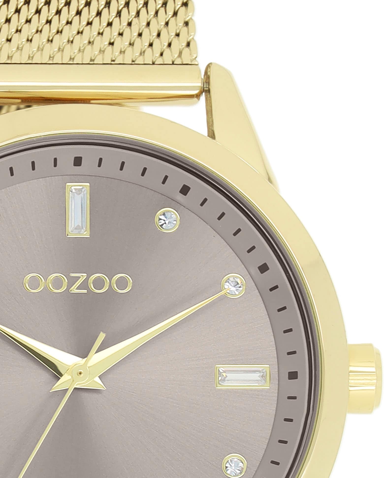 OOZOO Quarzuhr, Armbanduhr, Damenuhr, Edelstahlarmband, mit Zirkonia-Steinen (synth.)
