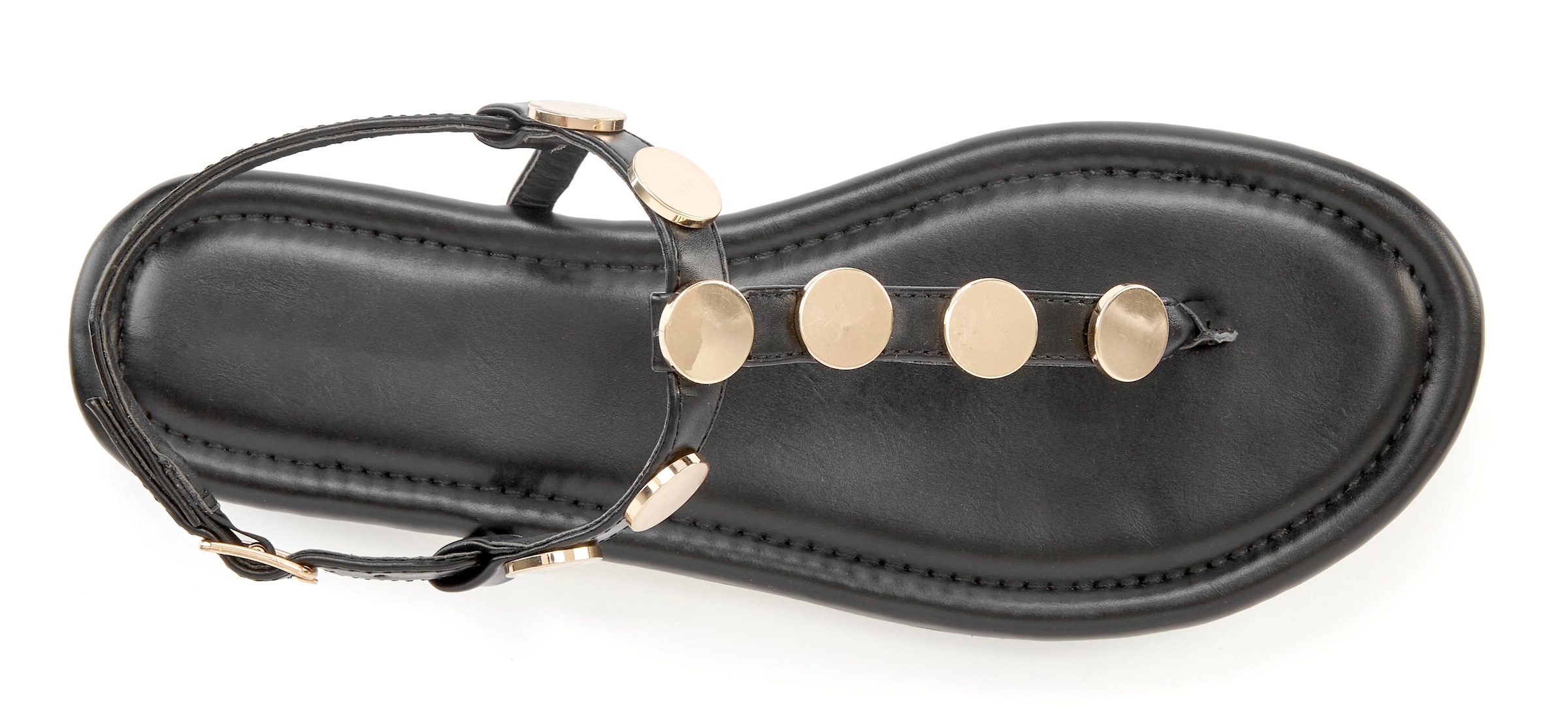 Vivance Sandale »Sommerschuh«, Zehentrenner mit goldfarbenen Schmuckelementen VEGAN