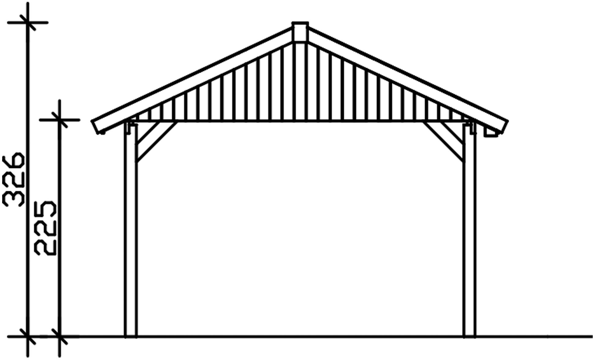 Skanholz Einzelcarport »Wallgau«, Nadelholz, 340 cm, Schiefergrau, 430x750cm, rote Schindeln