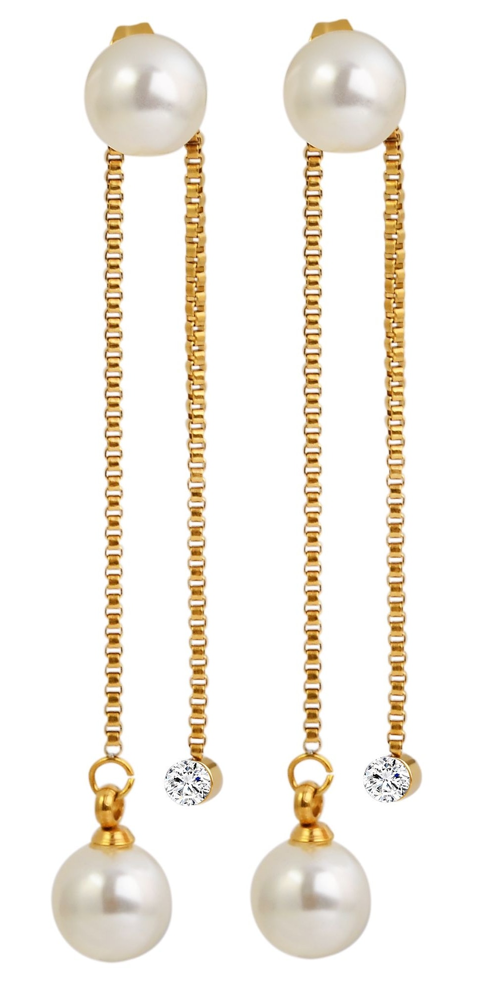 Adelia´s Paar Ohrhänger "Ohrringe – Ohrstecker aus Edelstahl mit Perle" Ideal als Geschenk – dezent und elegant