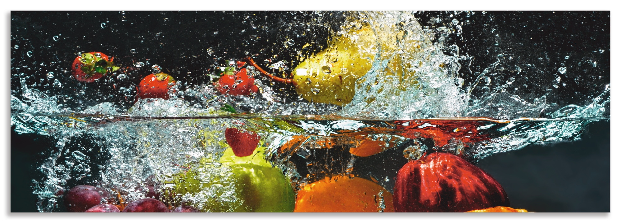 Küchenrückwand »Spritzendes Obst auf dem Wasser«, (1 tlg.), Alu Spritzschutz mit...