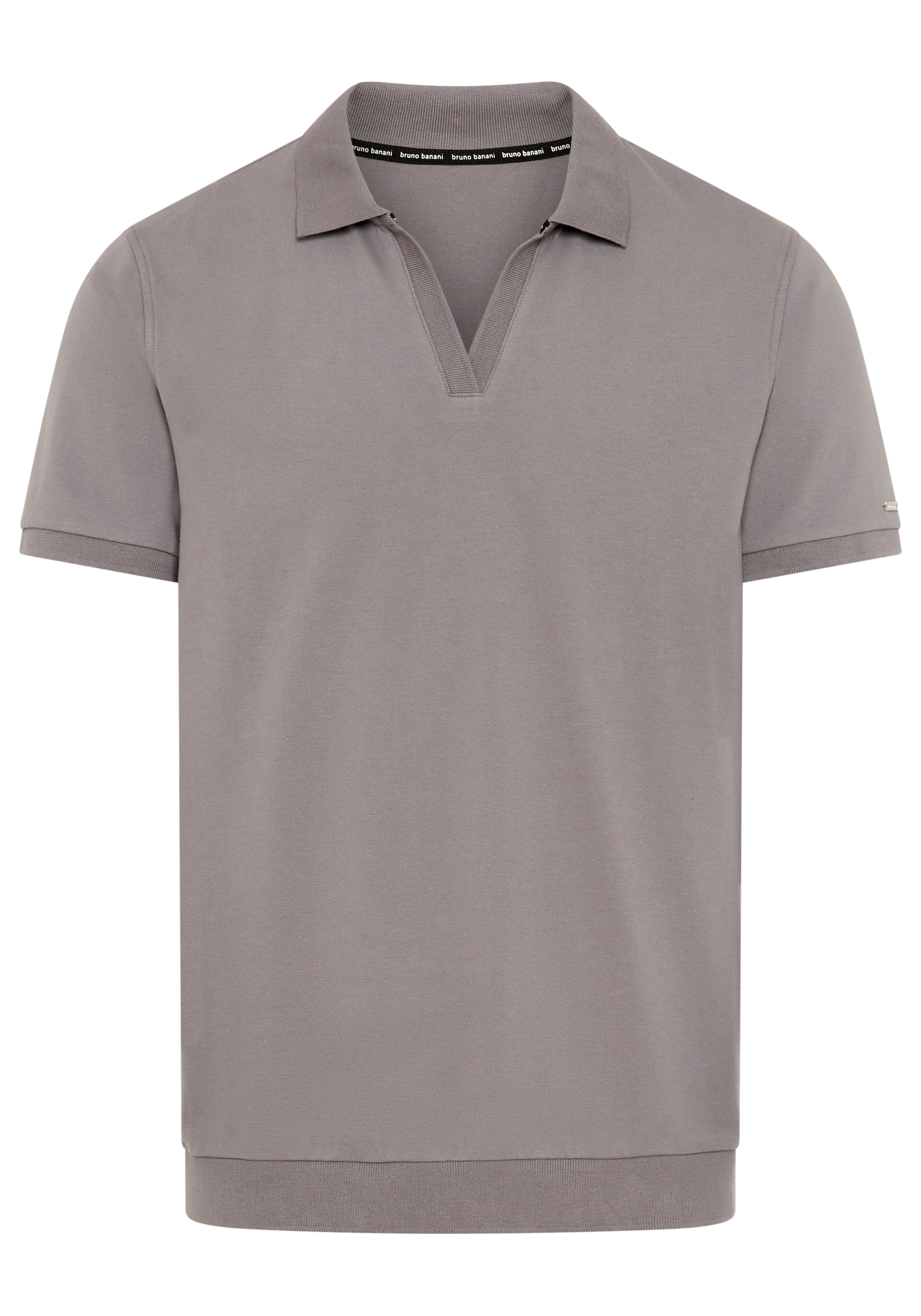 Bruno Banani Henleyshirt schmale Passform, Kurzarm, V-Ausschnitt und Polokragen, unifarben
