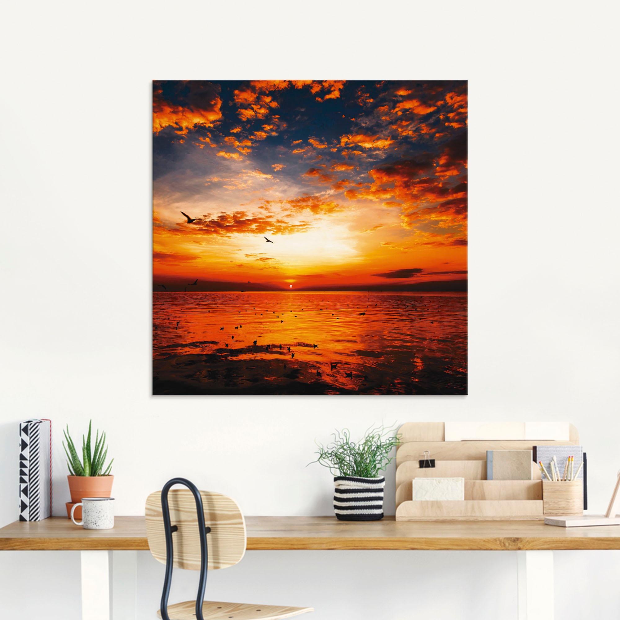 Artland Glasbild "Sonnenuntergang am Strand" Sonnenaufgang & -untergang 1 S günstig online kaufen