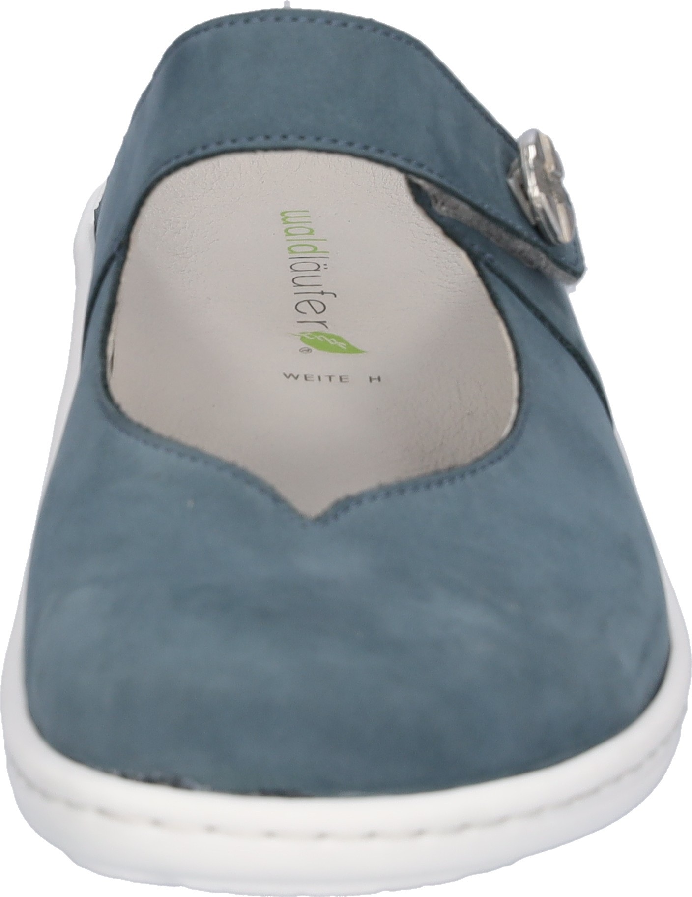 Clog WALDLÄUFER "HERIA", Herren, Gr. 4,5 (37,5), jeansblau, Nubukleder, unifarben, Basic, Schuhe Clog, Hausschuh, Sommerschuh, Klettschuh in Komfortweite H (= sehr weit) 3