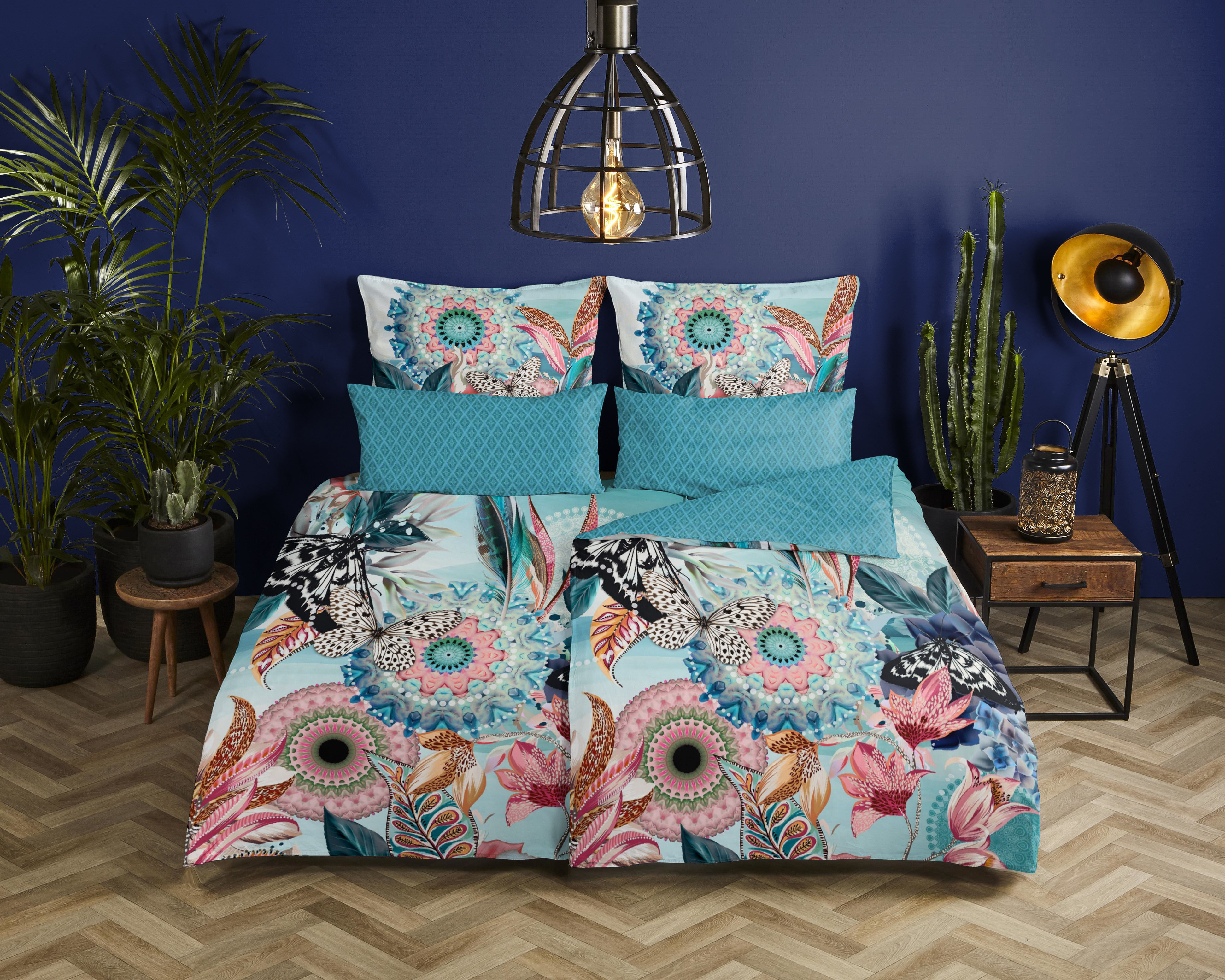hip Wendebettwäsche "MAXIMILIAN" 3 Stk. Mako-Satin, 135x200, Reißverschluss, Wendeoptik, Mandala, Türkis