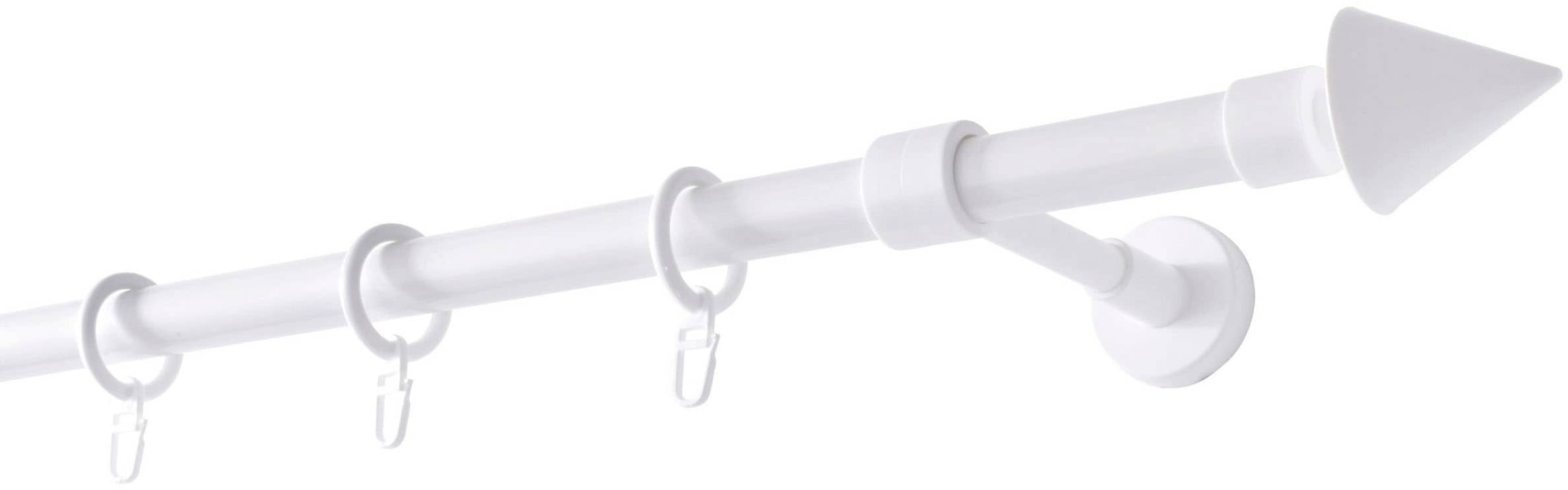 GARESA Gardinenstange "BASE" Ø 20 mm 1 läufig-läufig Wunschmaßlänge Vorhanggarnitur, Kunststoff, verlängerbar, Spitze, mit Ringe