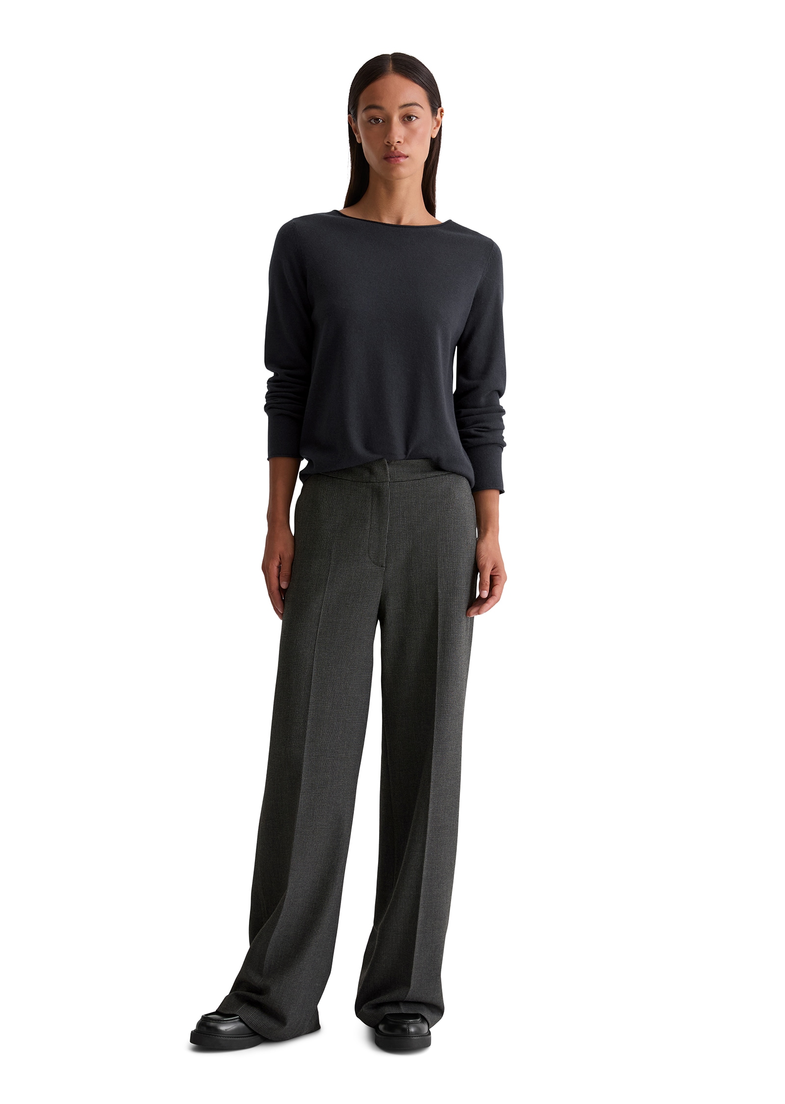 Marc O'Polo Strickpullover, mit Rollkante, aus softem Schurwoll-Mix, U-Boot-Ausschnitt