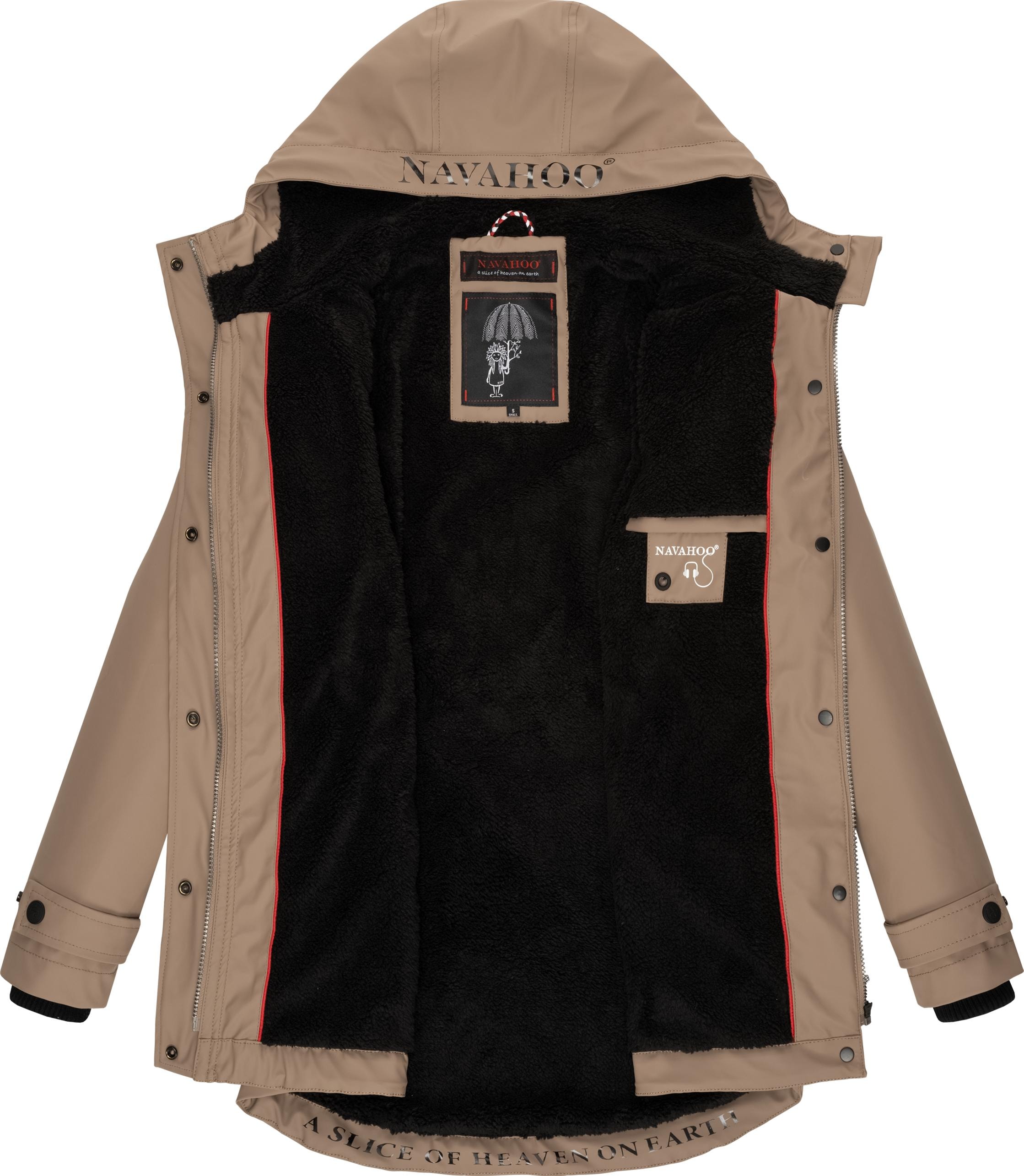 Navahoo Regenjacke »Lindraa«, mit Kapuze, stylische wasserdichte Outdoorjacke mit Teddyfell