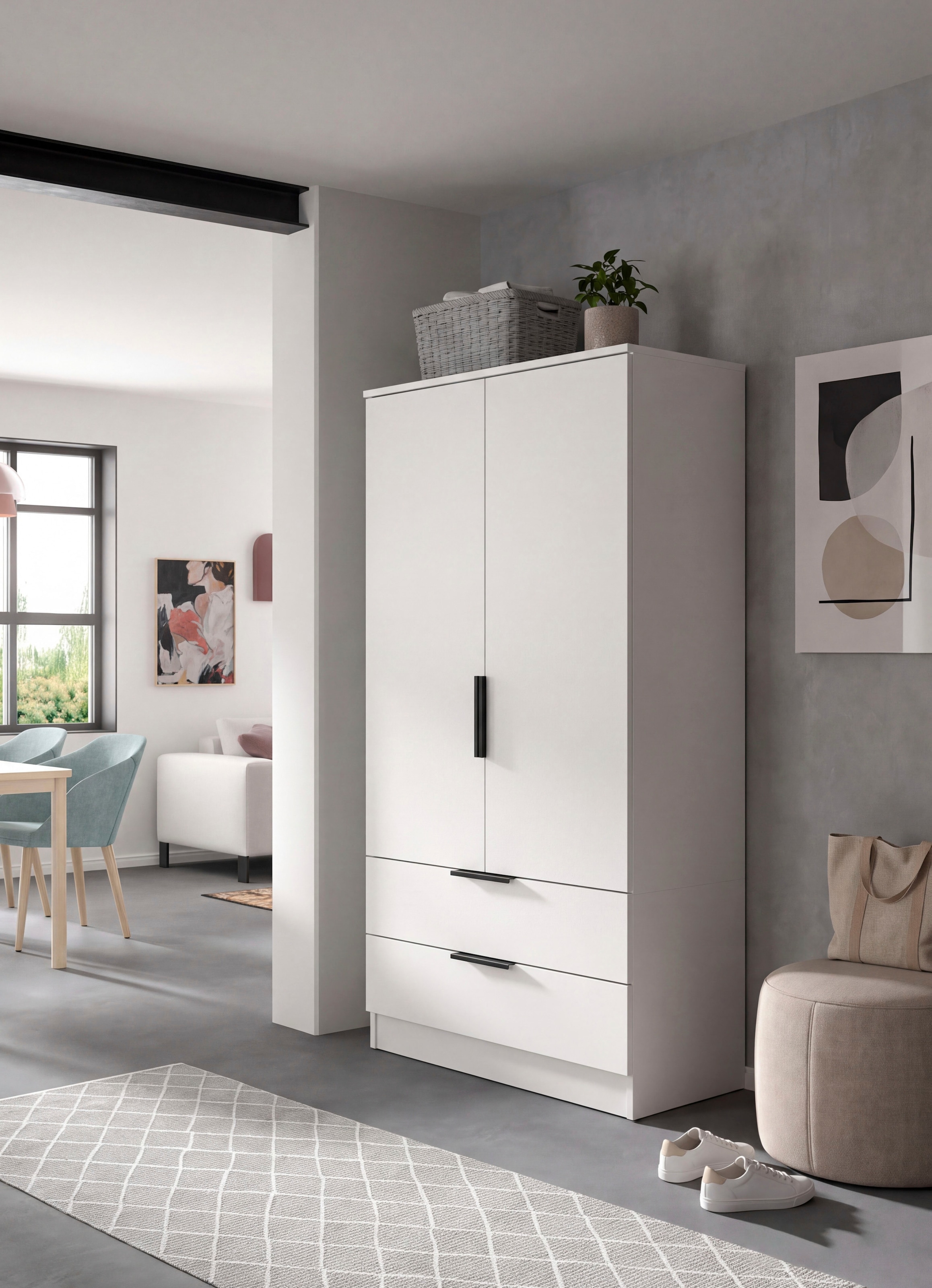 OTTO home Wäscheschrank »SKARDE, Kleiderschrank, Schlafzimmerschrank, Schrank« Höhe: 140 cm, 2 Türen, 2 Schubladen, 1 Kleiderstange, 1 Stk. tlg. OTTO BESTSELLER, Garderobe, Universalschrank, Flurschrank, Schrank