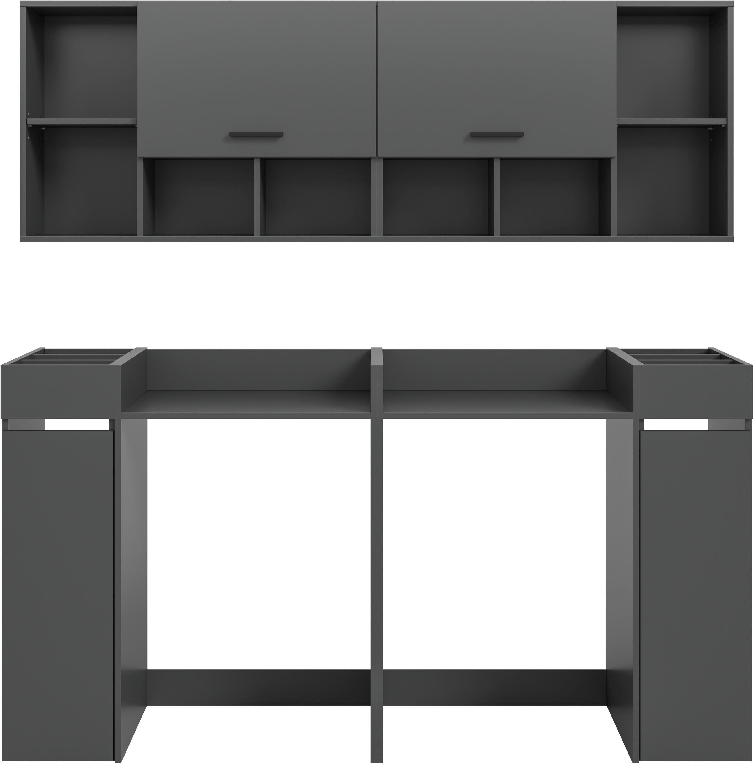 welltime Badmöbel-Set »FALAS, TOPSELLER!, 6-teilig, Hauswirtschaftsraum Set, Breite 190 cm«, (Set, 6 St., 2x Waschmaschinenumbauschrank, 2x Standregal & 2x Hängeschrank), Kombination, Waschmaschinenumbau, Waschmaschinenschrank, Wäschekammer