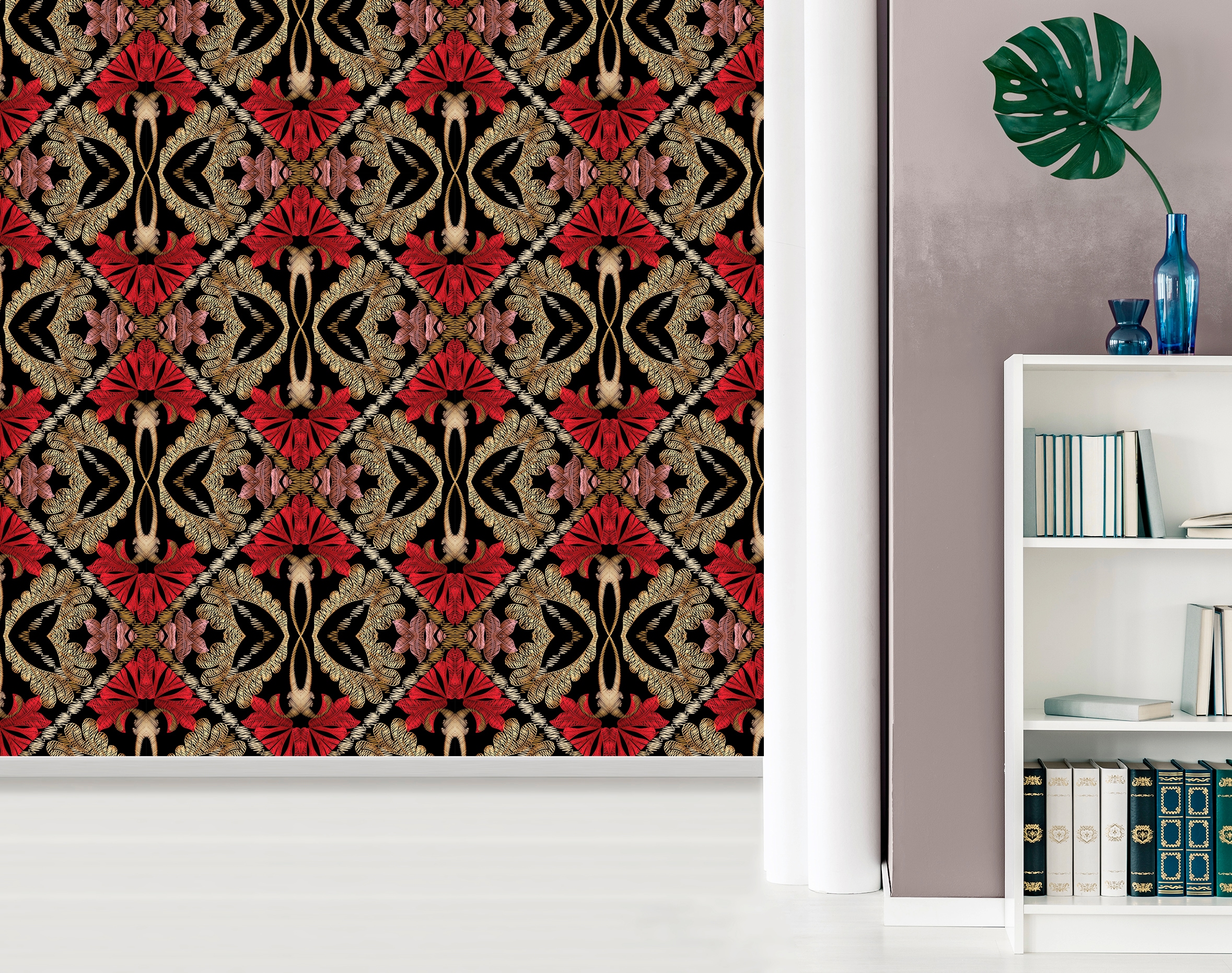 queence Vinyltapete »Hadley«, bedruckt-Barock-Antikoptik-Kunst, 90x250cm, selbstklebend, kinderleichte Anbringung, Sticker