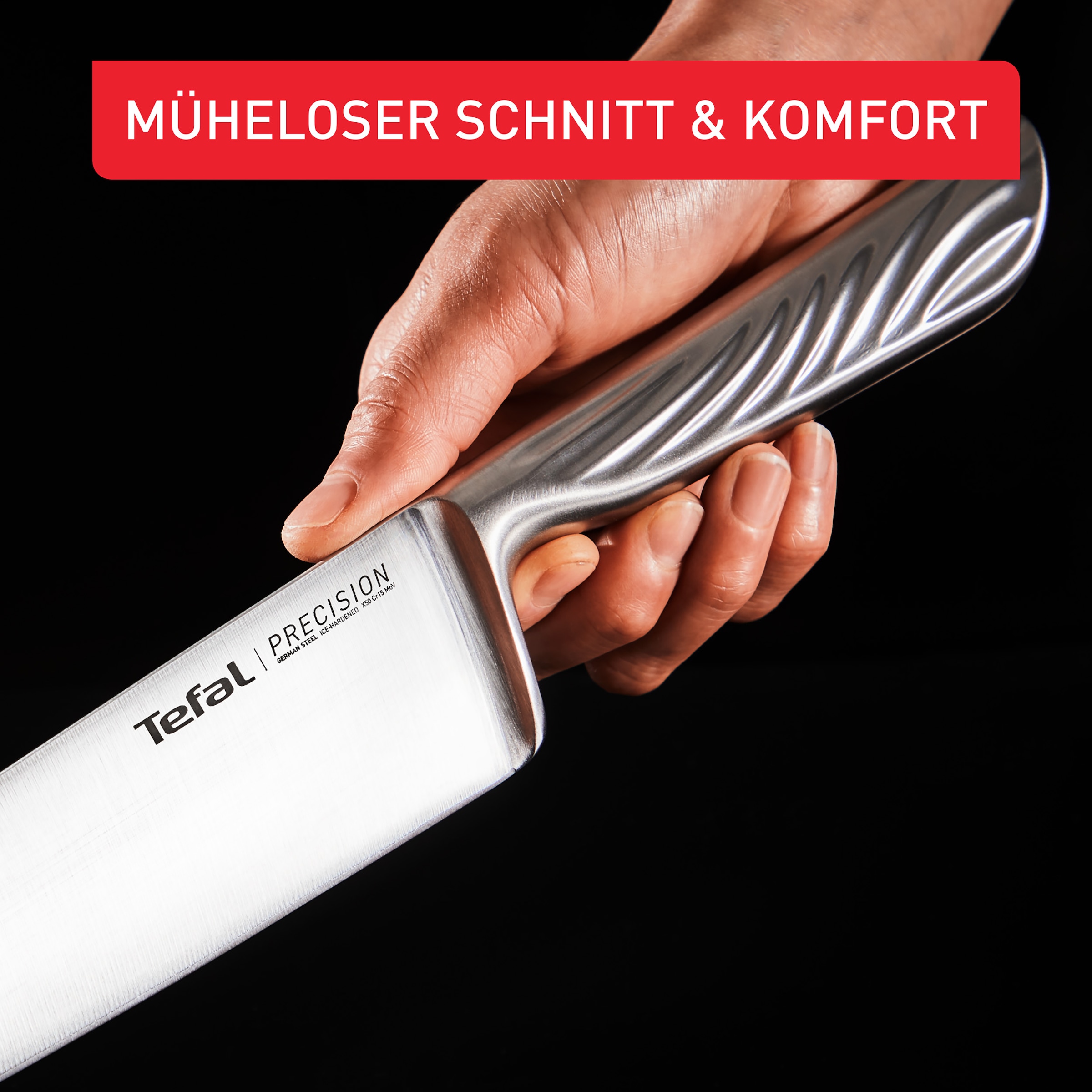 Tefal Messer-Set »Precision«, (Set, 3 tlg.), hohe Schnittpräzision, langlebig, ergonomischer Griff, Wellenmuster