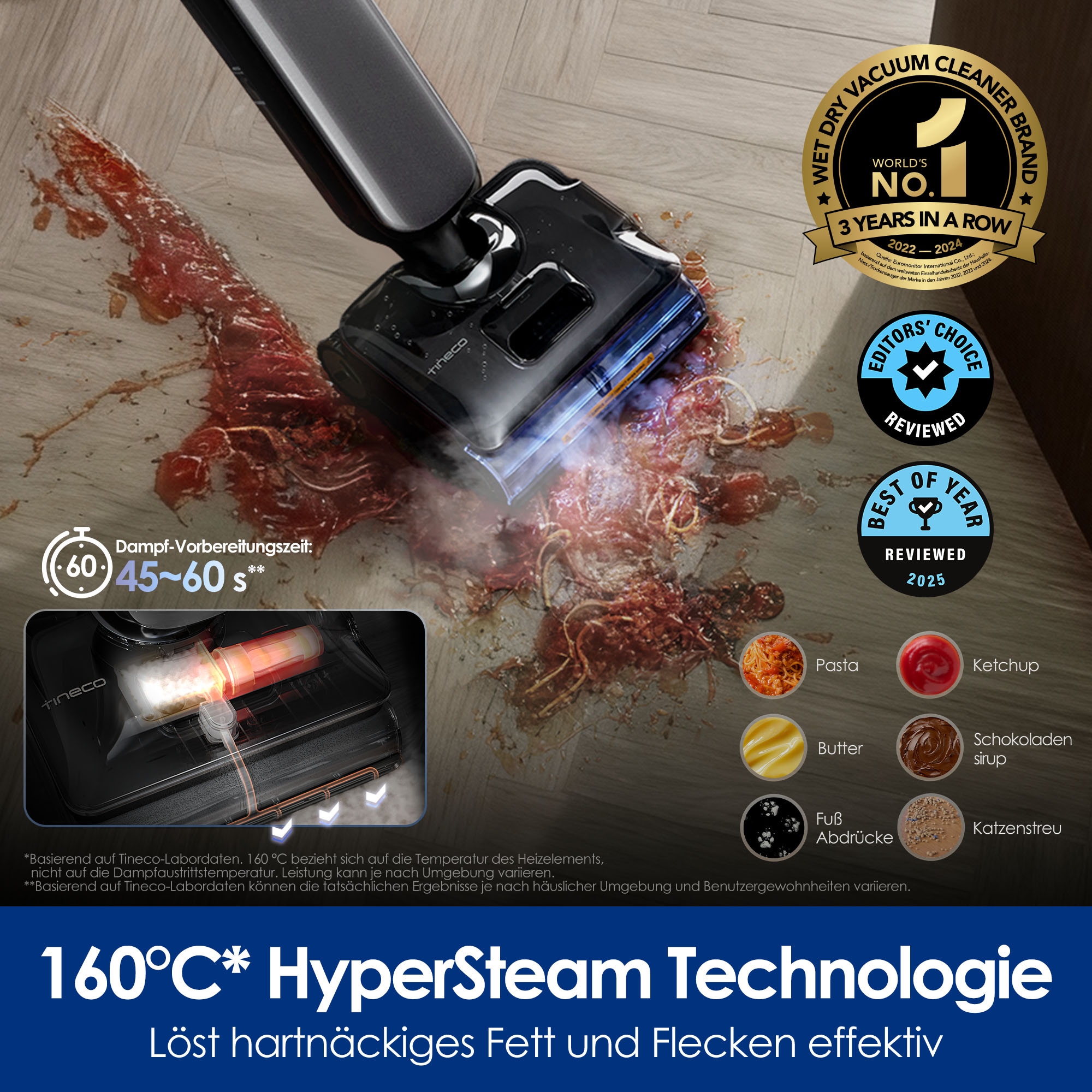 Tineco Nass-Trocken-Sauger »FLOOR ONE S9 Artist Steam Pro, Dampfreiniger mit 160°C Dampfreinigung« 22kPA Saugleistung, Selbstantrieb, 90 Minuten