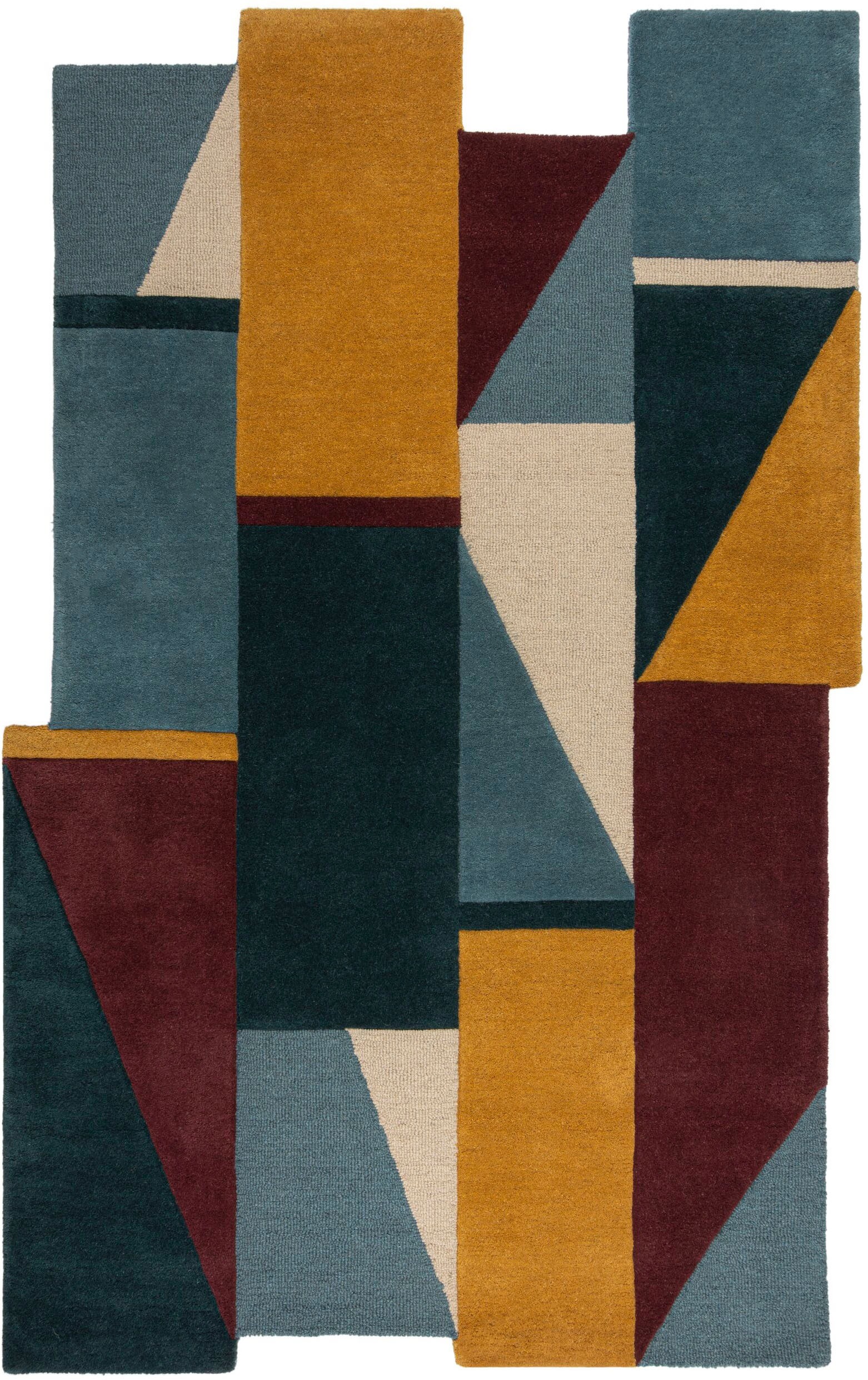 FLAIR RUGS Teppich "SHUFFLE SHAPED" rechteckig 10 mm Höhe Shuffle-förmiger Wollteppich