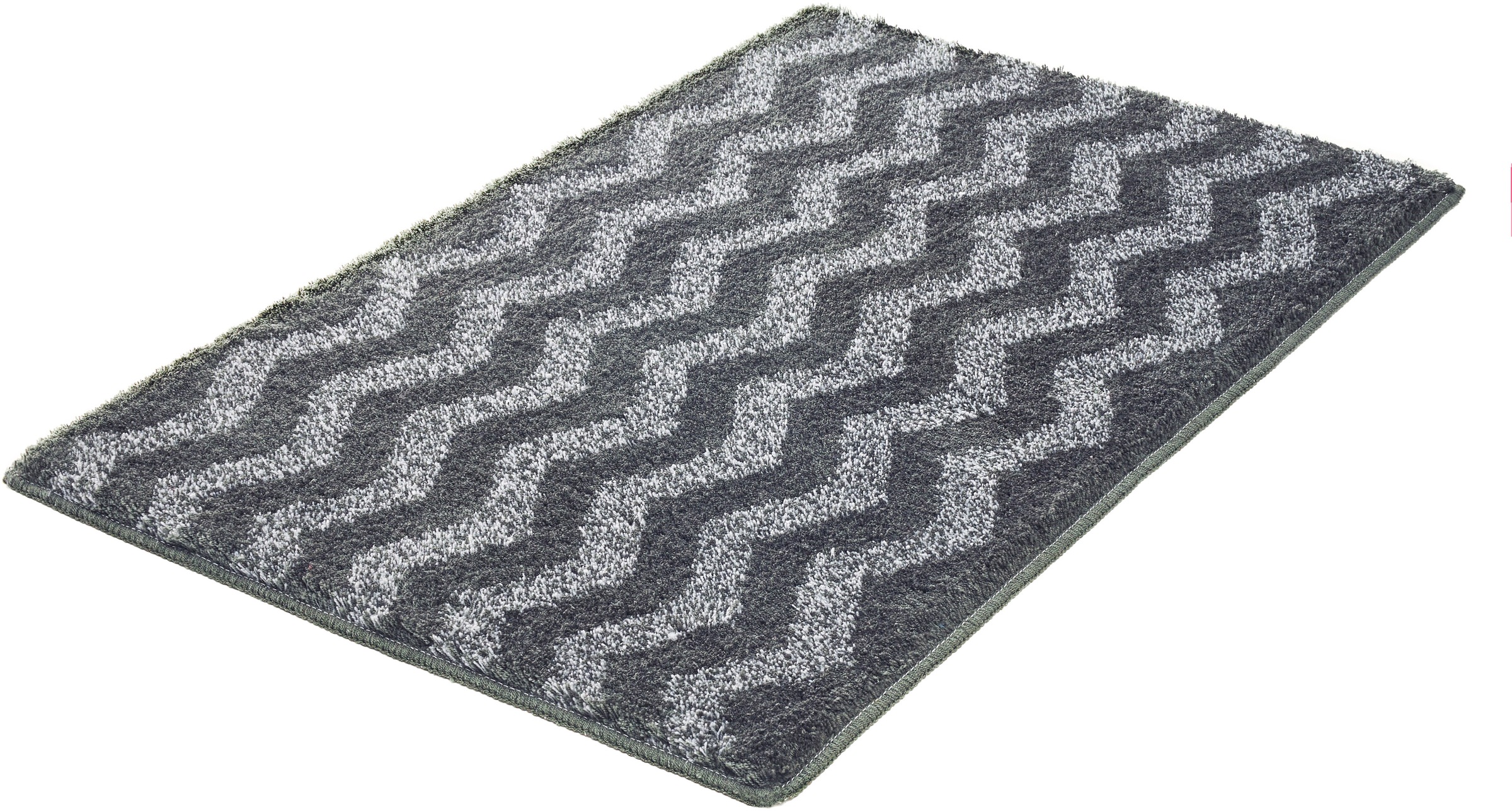 Kleine Wolke ""Zack", Badvorleger, Badezimmer Teppich" Höhe 20 mm rutschhemmend beschichtet fußbodenheizungsgeeignet Badteppich, modernes Zickzack Design, Ton in Ton