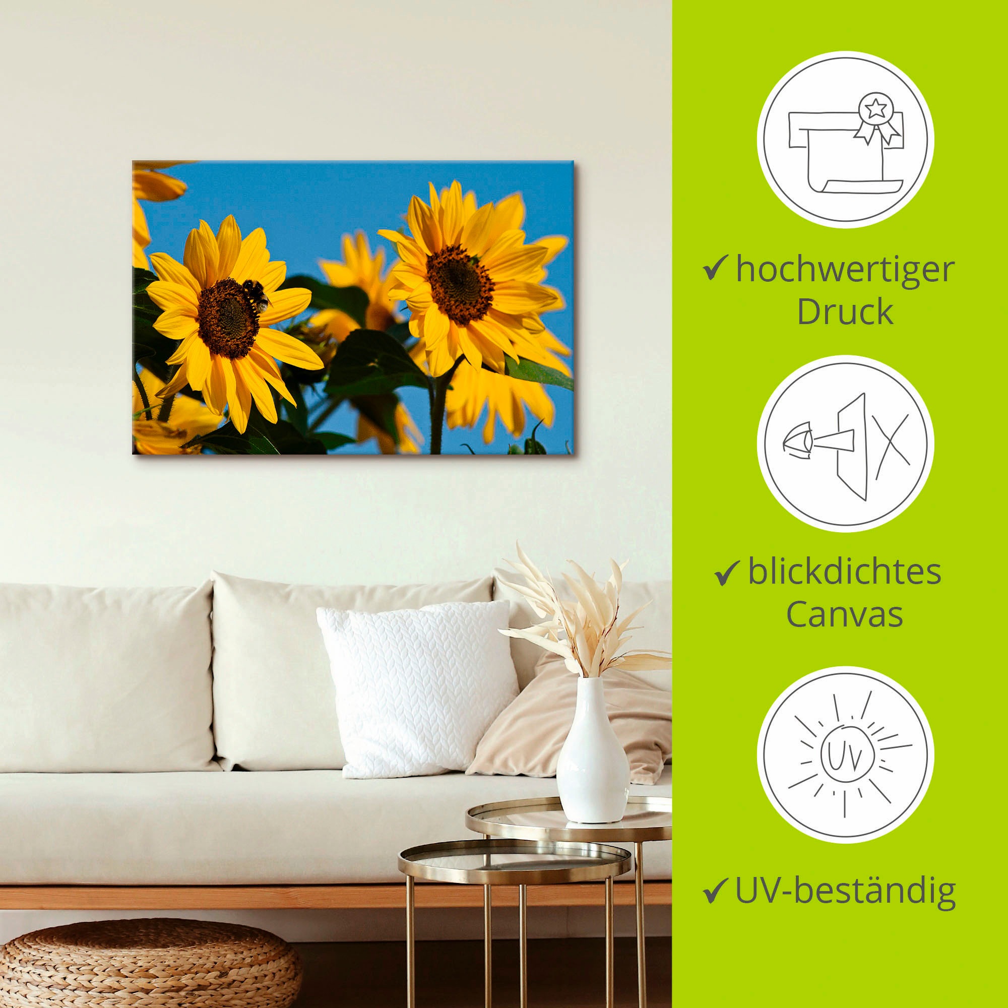 Artland Leinwandbild »Sonnenblumen«, Blumen, (1 St.), auf Keilrahmen gespannt