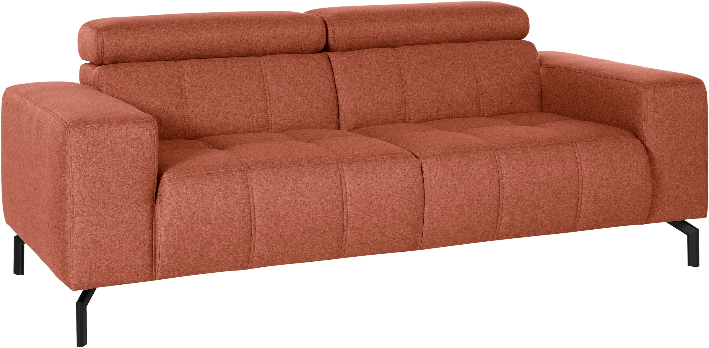 DOMO collection 2-Sitzer "Cunelli, moderne Sitznähte als Designelement, fester Sitzkomfort" whlw. verstellbare Kopfteile, passend für gängige Saugroboter