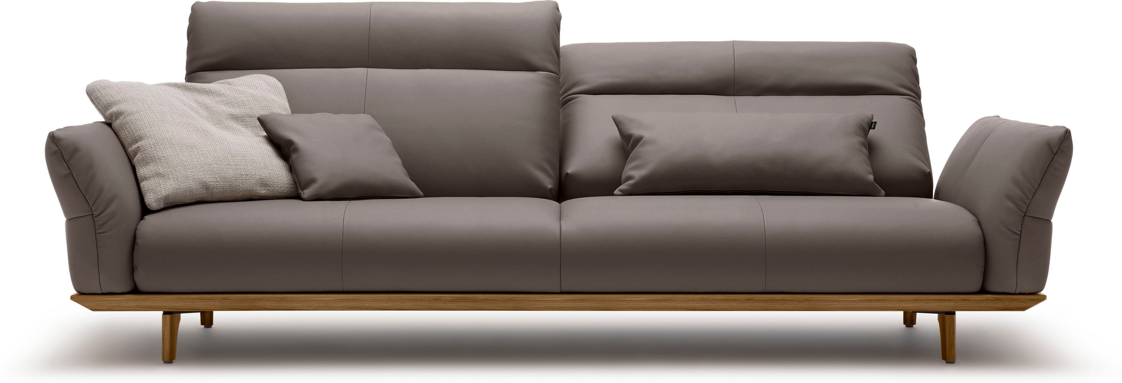 Creation BY ROLF BENZ 4-Sitzer "CR.460 mit verstellbarer Rückenlehne, Designsofa, bequem" Sockel in Nussbaum, Füße Nussbaum, Breite 248 cm