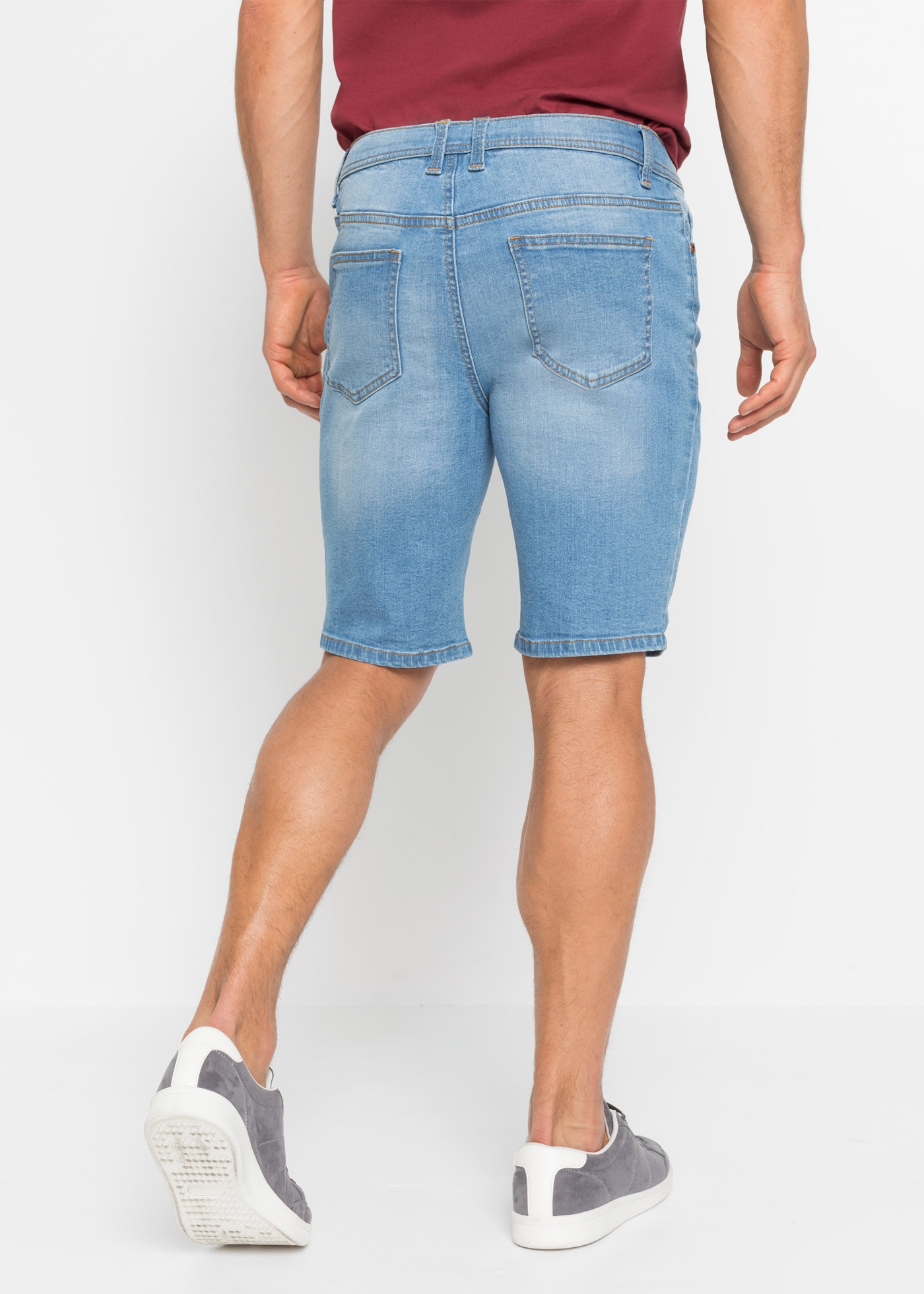 bonprix Jeansbermudas Packung, 2 mit Elasthan-Anteil, im Straight Fit, mit Used-Effekten, 5-Pocket-Form