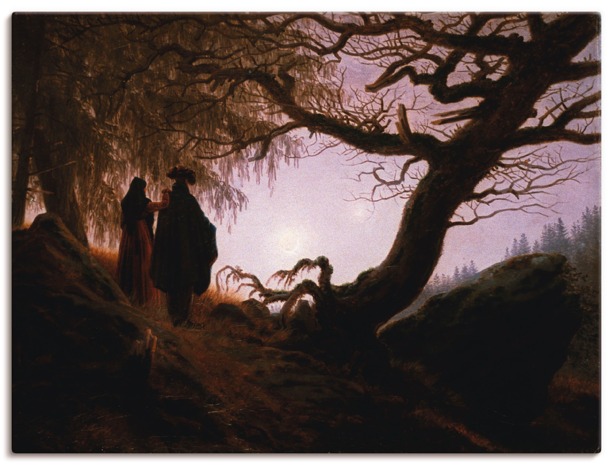 Artland Leinwandbild »Mann und Frau Mondbetrachtung, 1830/35«, Paar, (1 St.), auf Keilrahmen gespannt