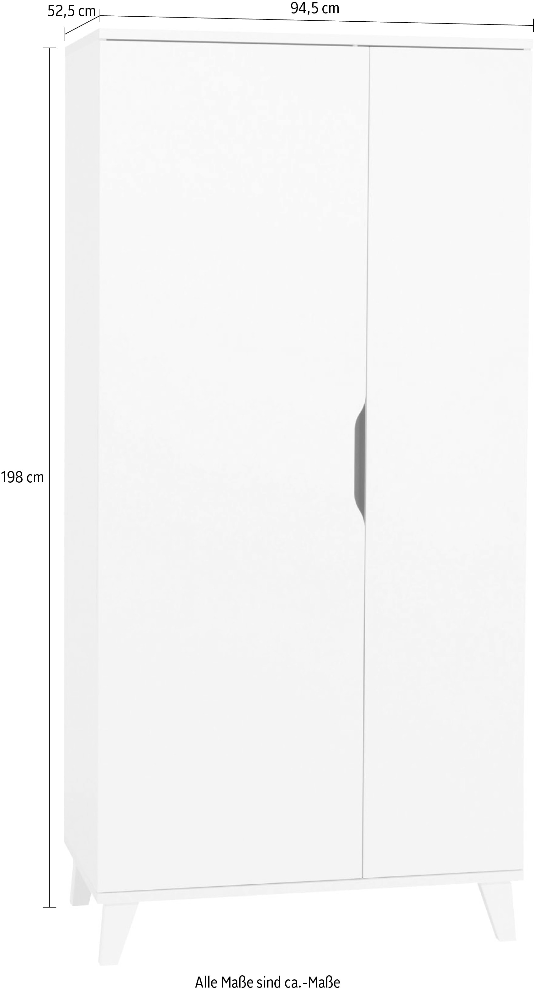 Home affaire Kleiderschrank »MICHA, Kinderschrank, Füße aus Massivholz«, (B/H/T ca. 95/200/52cm), viel Stauraum durch extra viele Einlegeböden