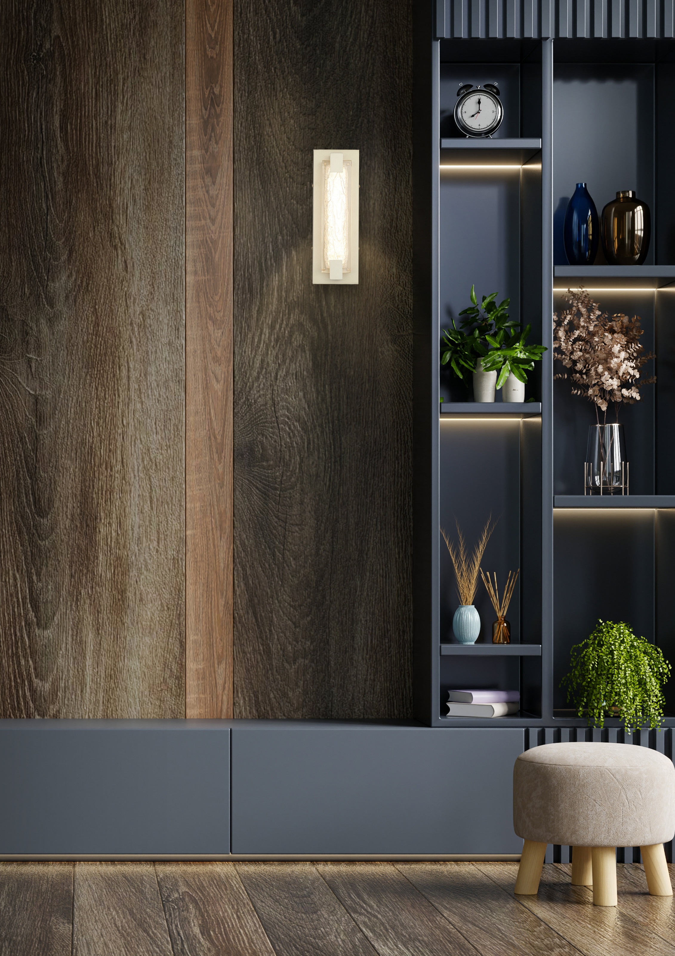 Searchlight LED Wandleuchte »Anker-LED-Wandleuchte, Goldenes metall mit Acrylschirm« LED-Modul 1 Stk.