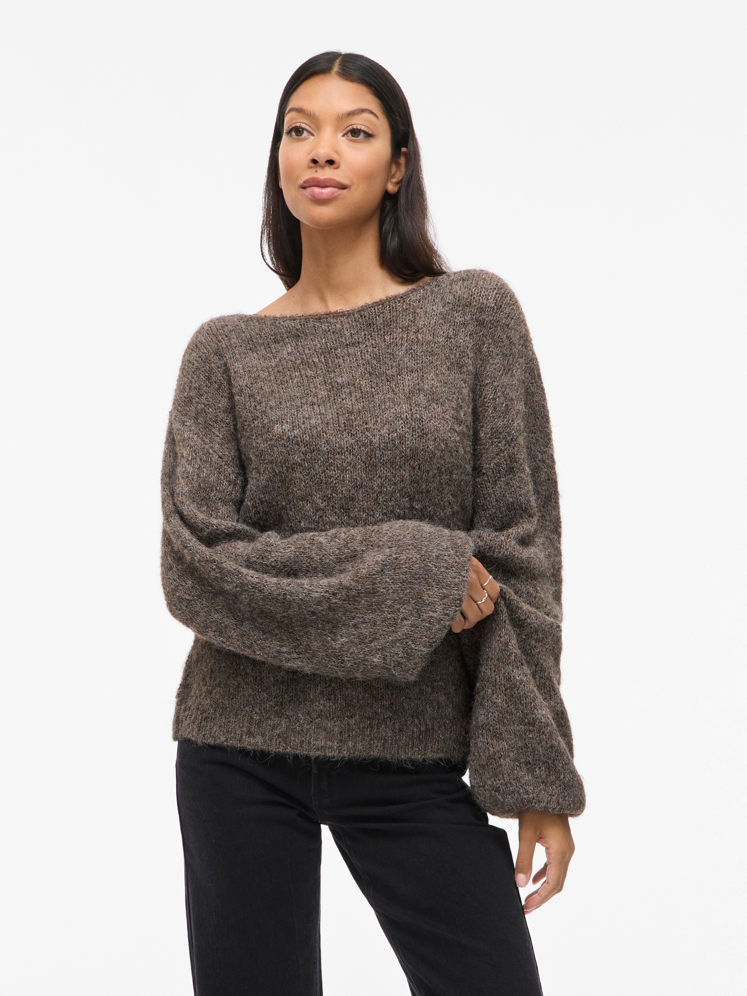 Vila Strickpullover »VIMARLEY L/S KNIT PULLOVER- NOOS« Materialmix, regular fit