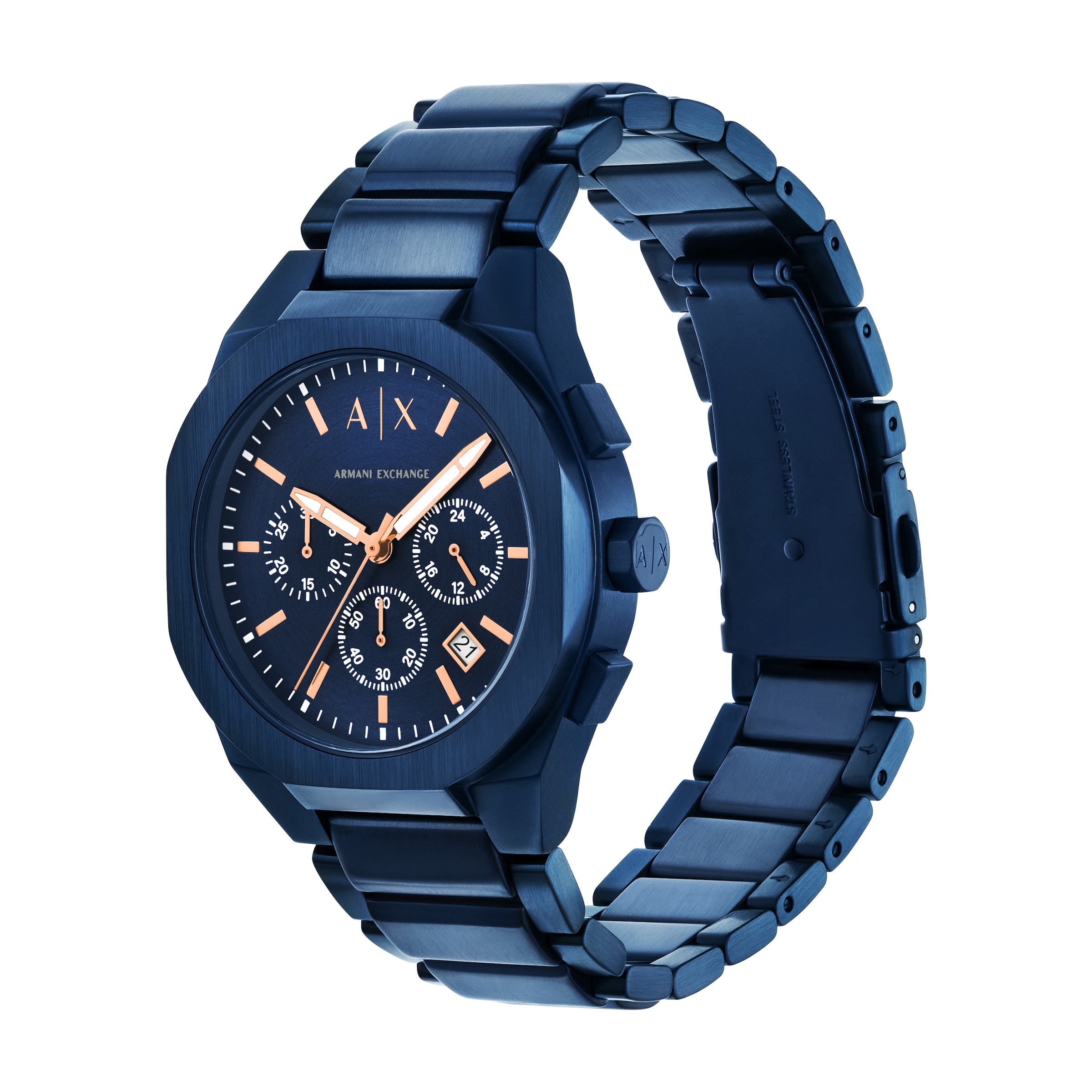 ARMANI EXCHANGE Chronograph »SYNC«, Quarzuhr, Armbanduhr, Herrenuhr, Edelstahlarmband, analog, Tag