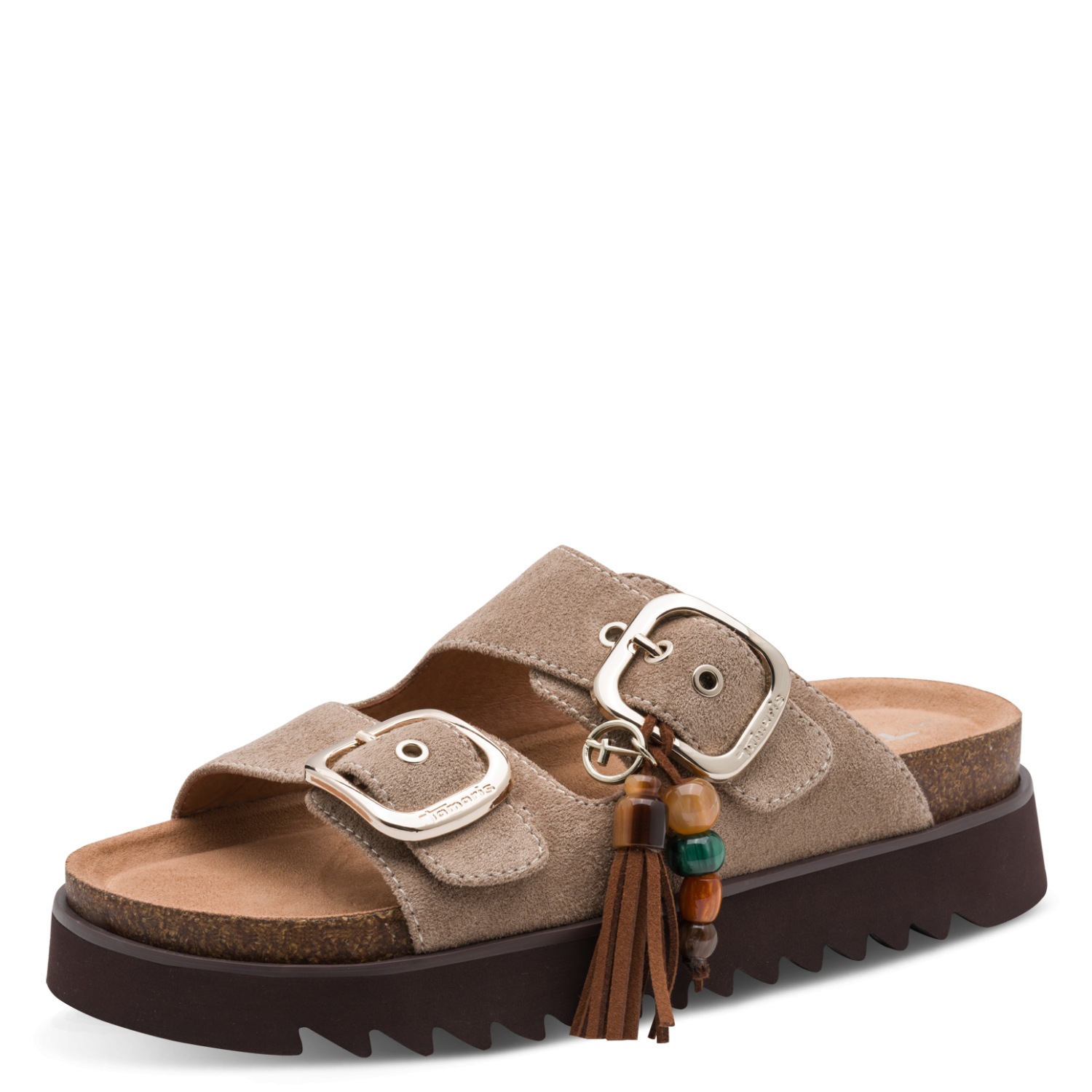 Tamaris Pantolette Sommerschuh, Schlupfschuh mit Anhänger und Zierperlen