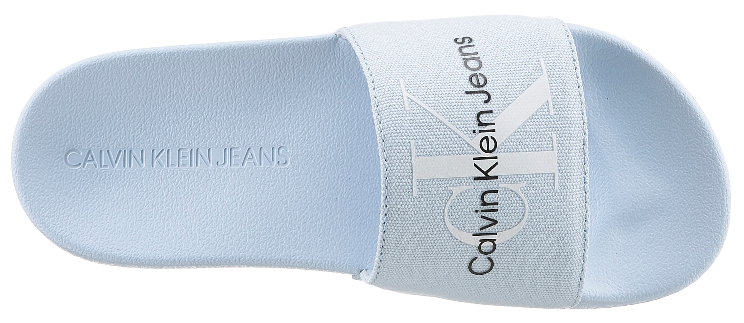 Calvin Klein Jeans Badepantolette »FANNY SLIDE MONOGRAM«, Sommerschuh, Schlappen, Badeschuh, Poolslides mit breiter Bandage