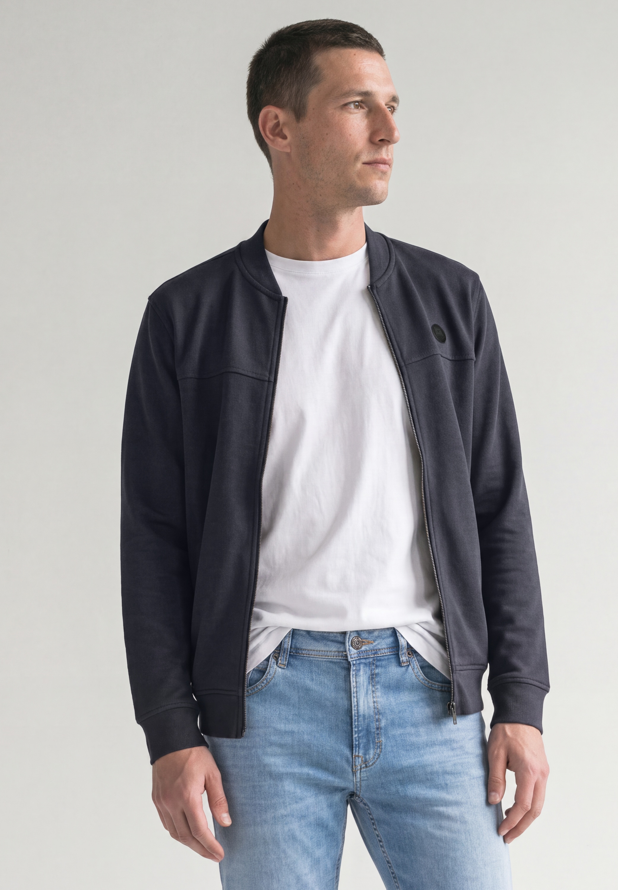 STREET ONE MEN Sweatjacke mit Piqué-Struktur