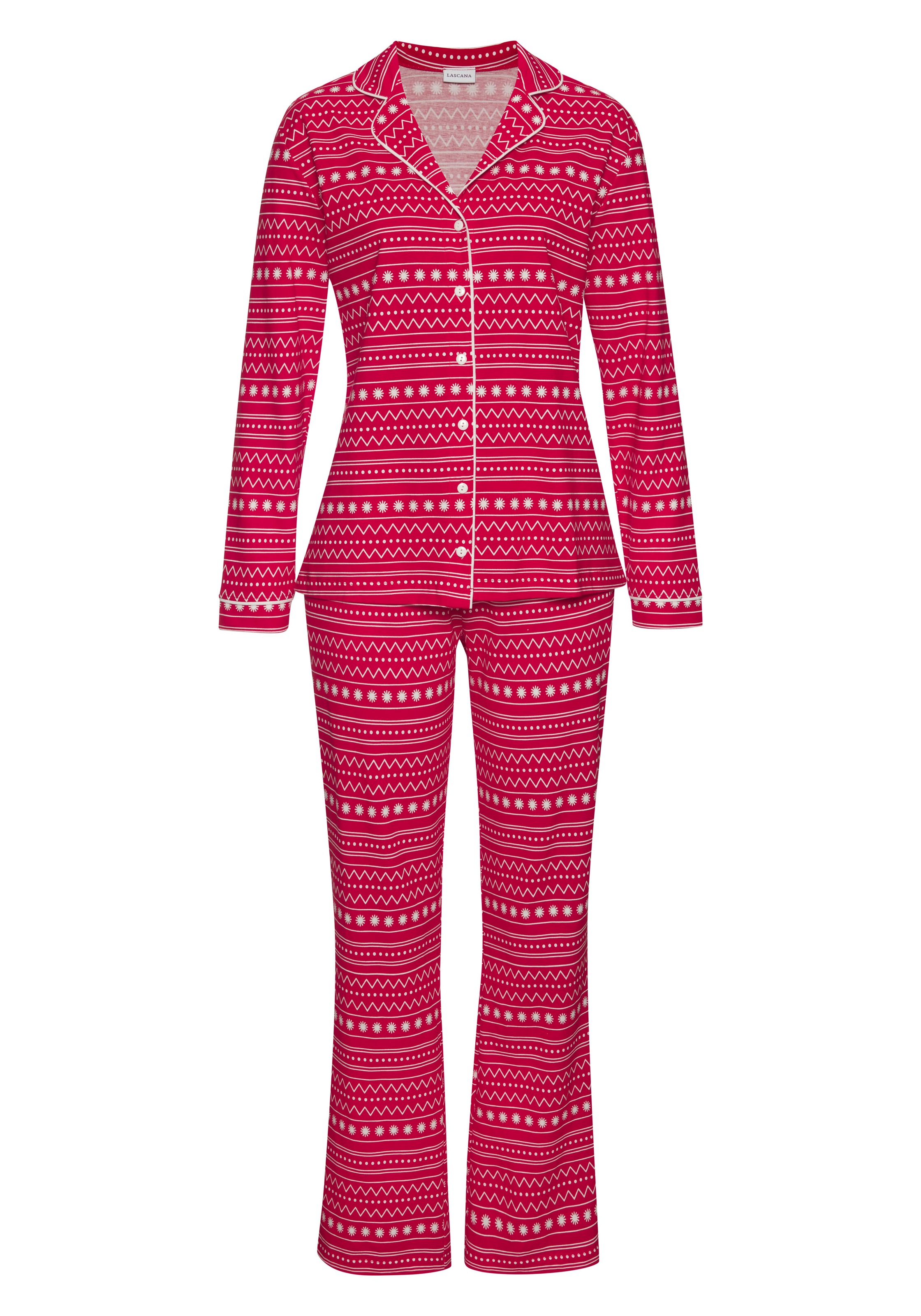 LASCANA Pyjama Set, 2 Stk. tlg., mit Alloverprint günstig online kaufen