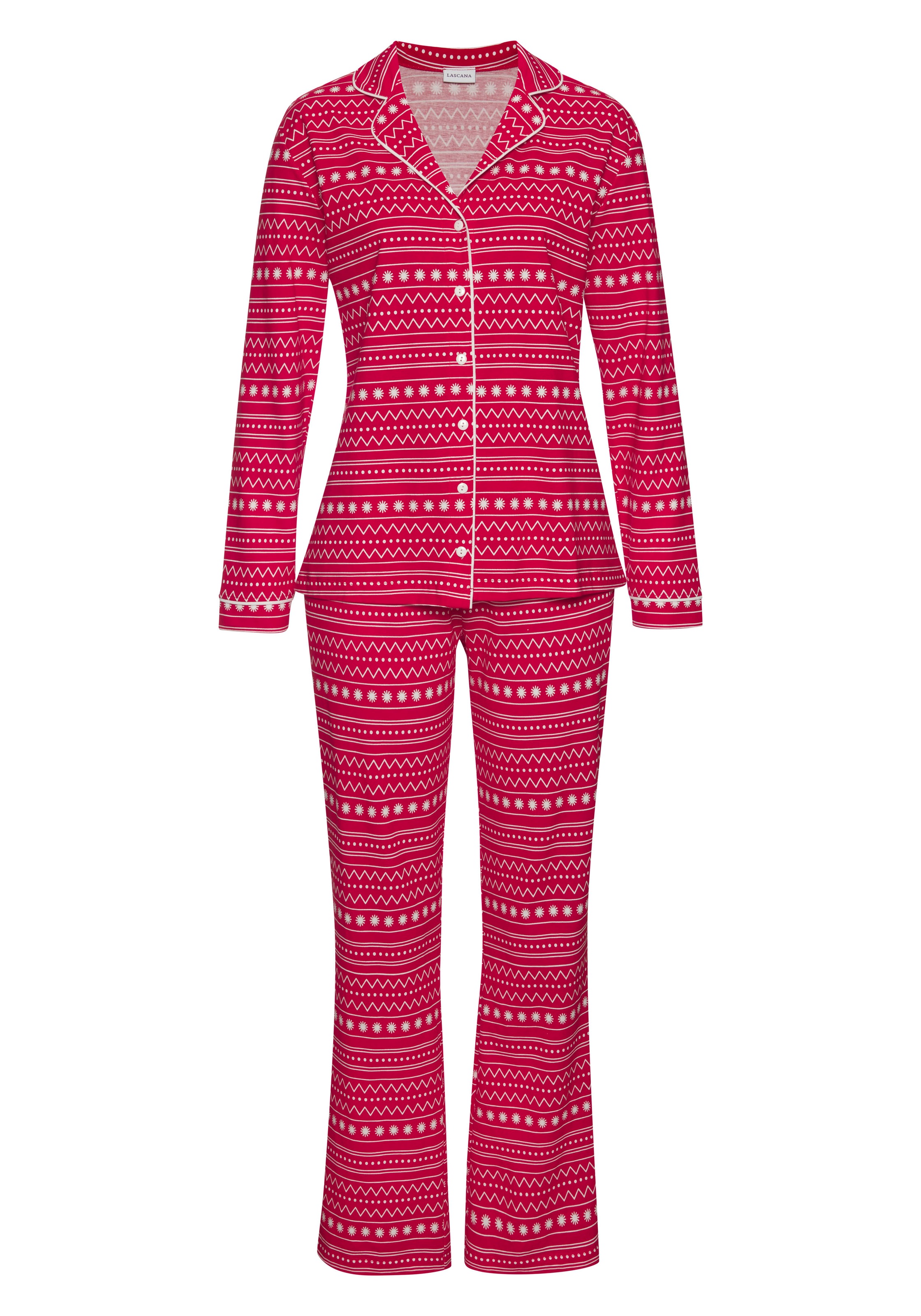 LASCANA Pyjama, (Set, 2 tlg.), mit Alloverprint günstig online kaufen