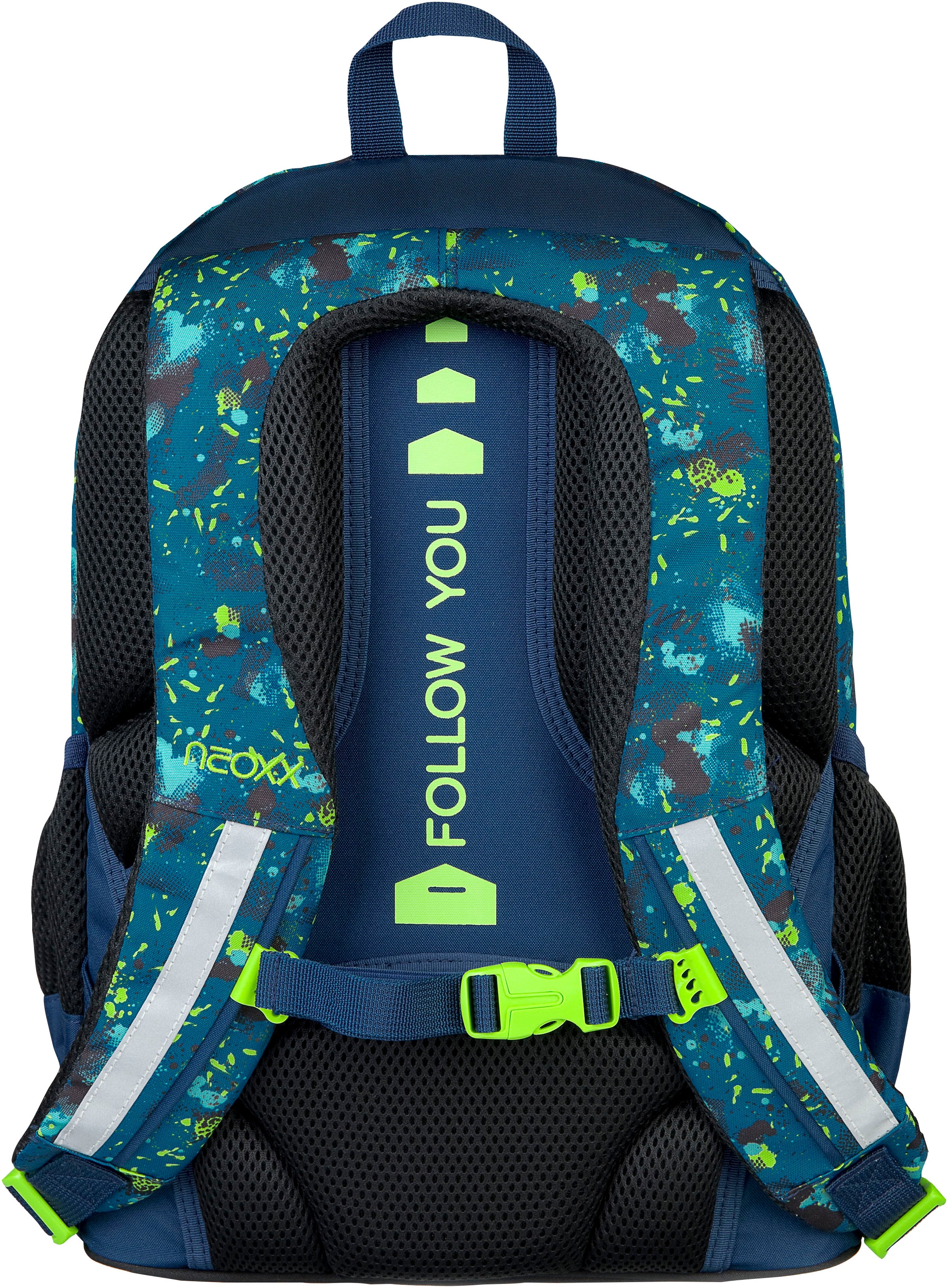 neoxx Schulrucksack »Flow, Petrol Extreme«, teilweise aus recyceltem Material