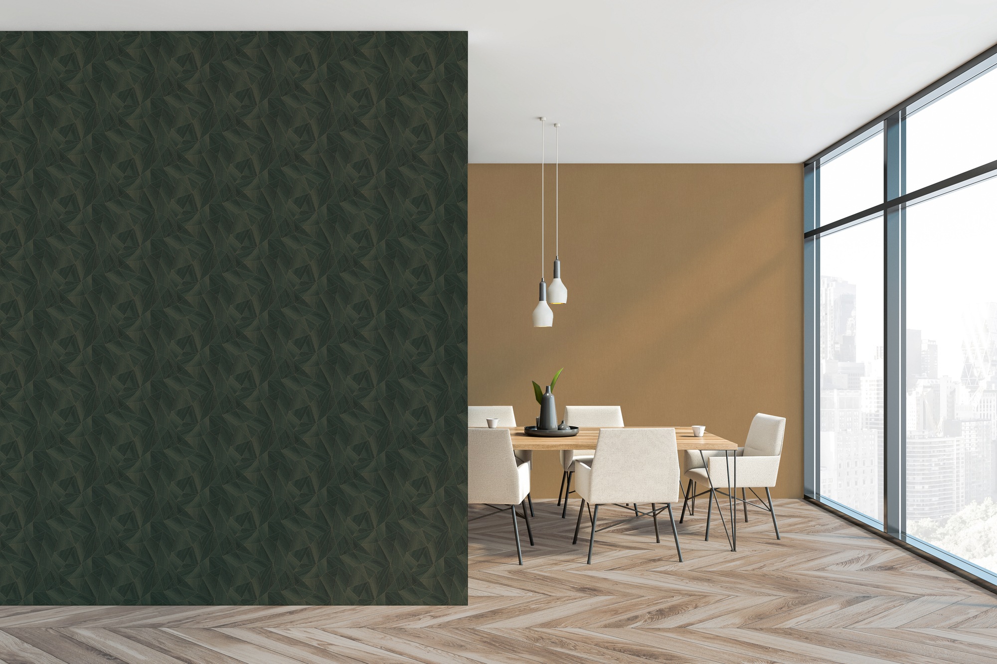 living walls "Geometrische Tapete aus Holzoptik - Vliestapete" leicht glänzend strukturiert Moderne Tapete mit Holzstruktur
